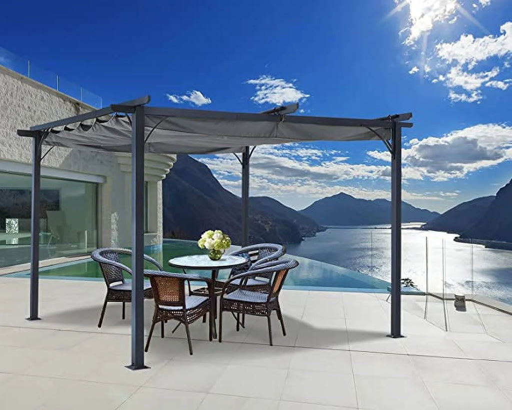 11x11 Outdoor Patio Pergola with Retractable Shade Q7786