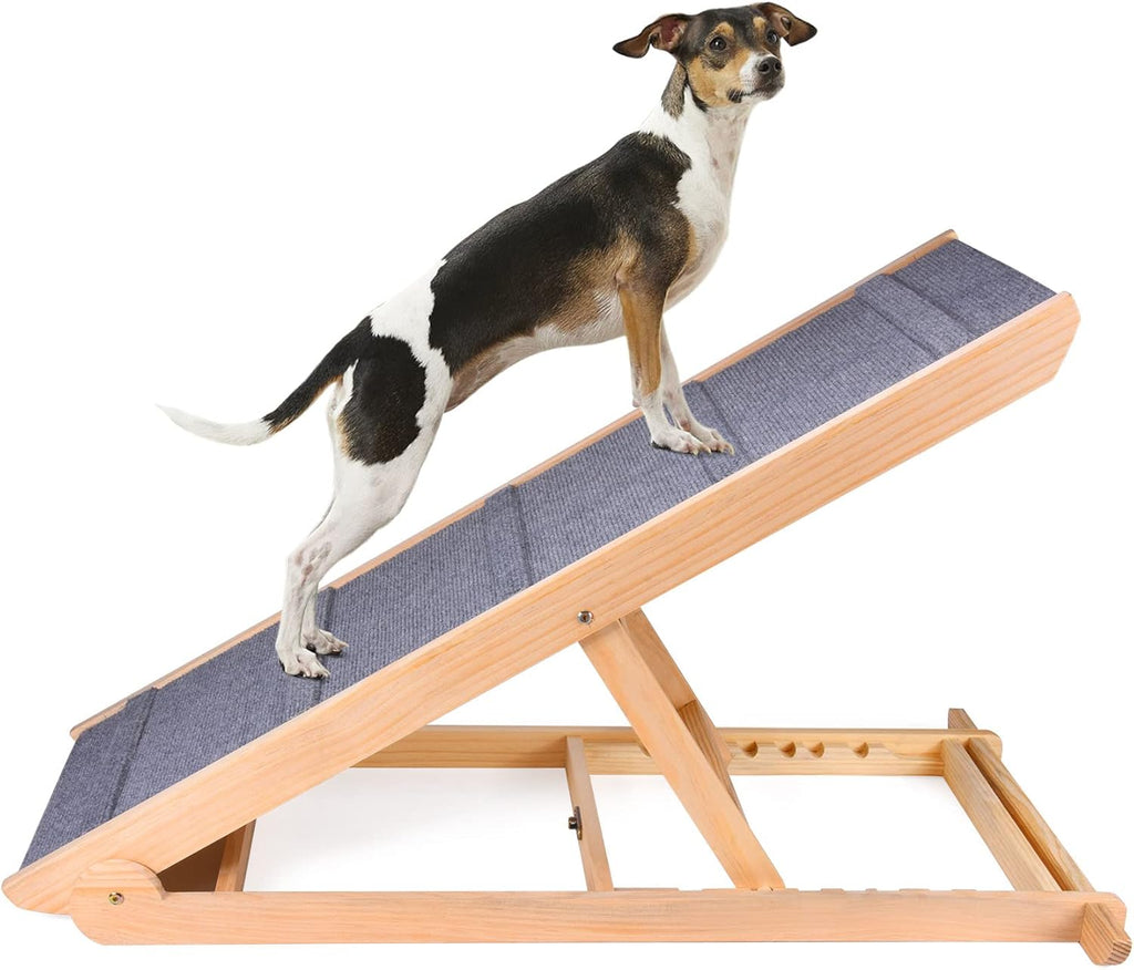 Wooden Adjustable Folding Dog Ramp for Bed Couch Car H977249