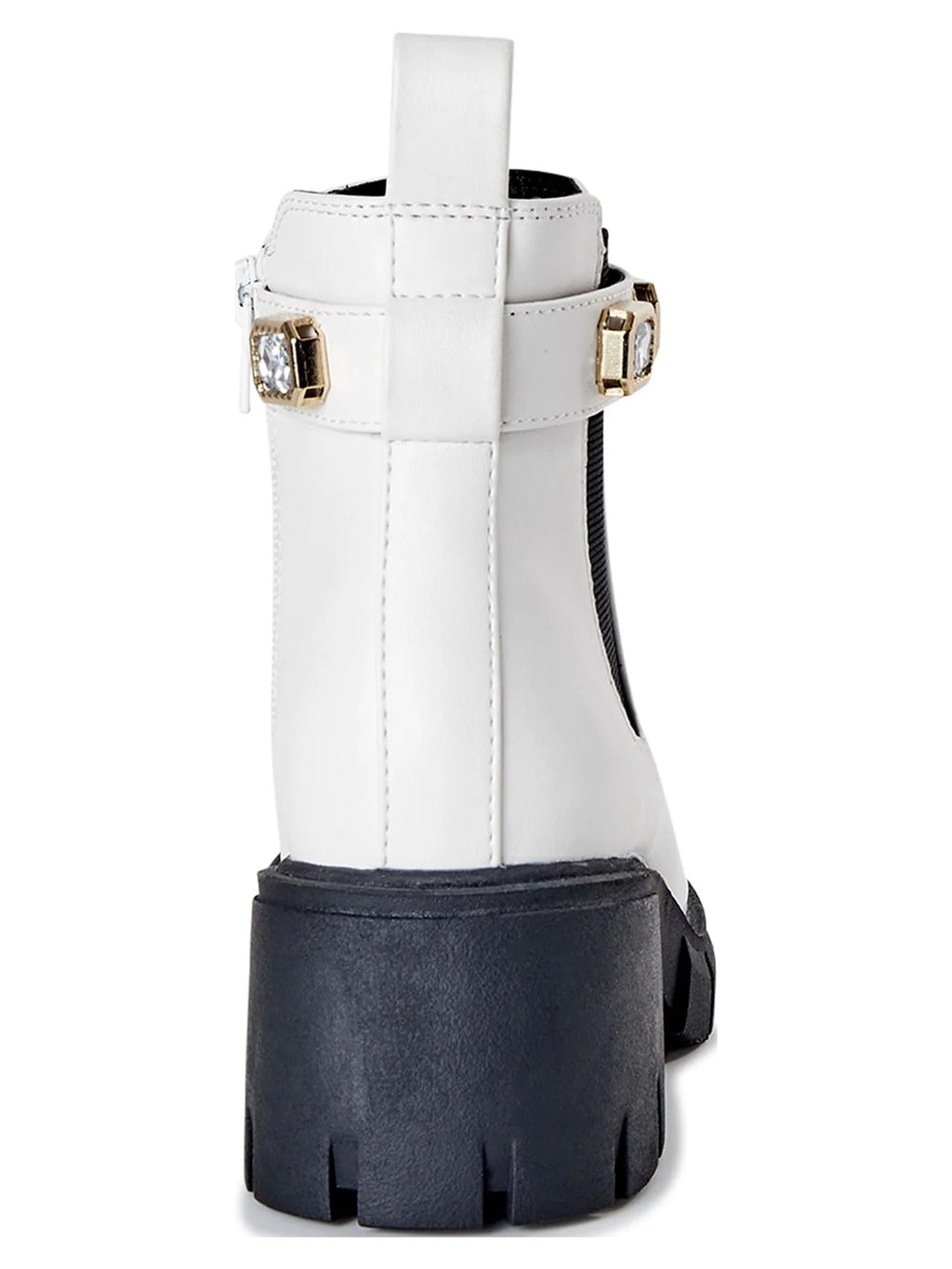 Rhinestone Chain Lug Sole Chelsea Booties I894482