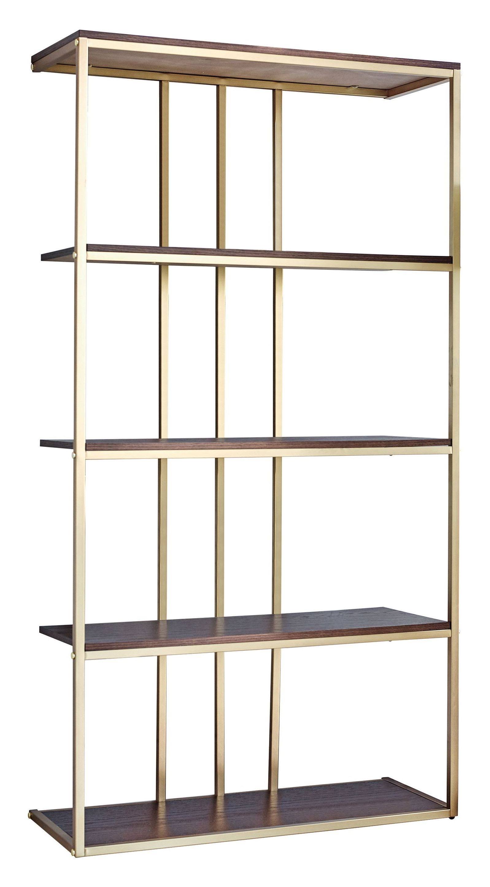 Matte Brass and Cherry Bookcase V87326