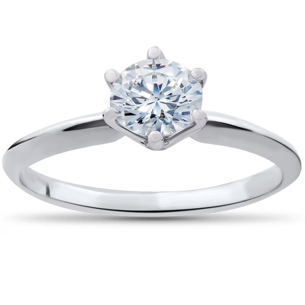 14K White Gold Solitaire Diamond Engagement Ring Y2296