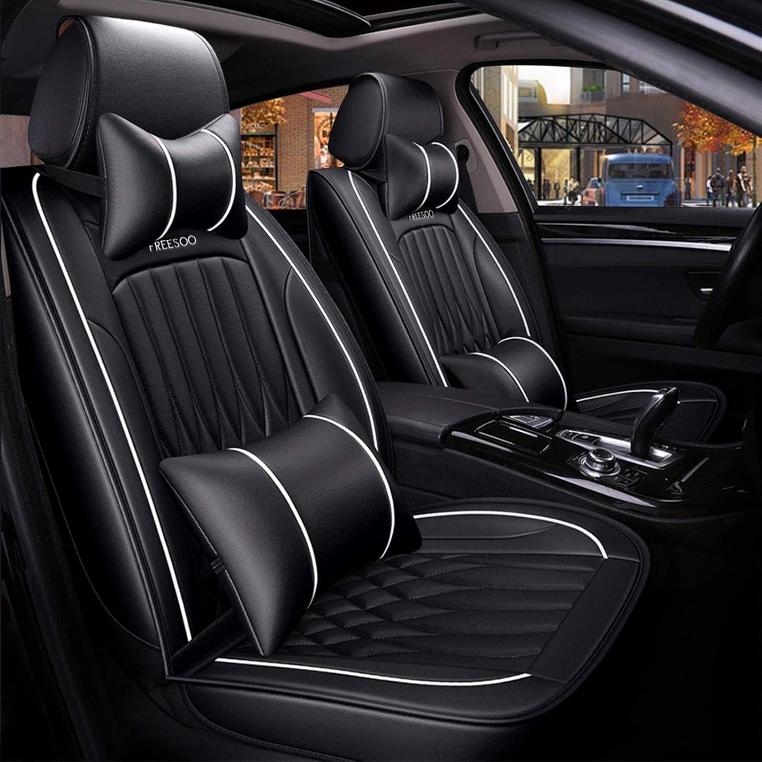 Khaki Brown 2PCS Leather Car Seat Covers V171