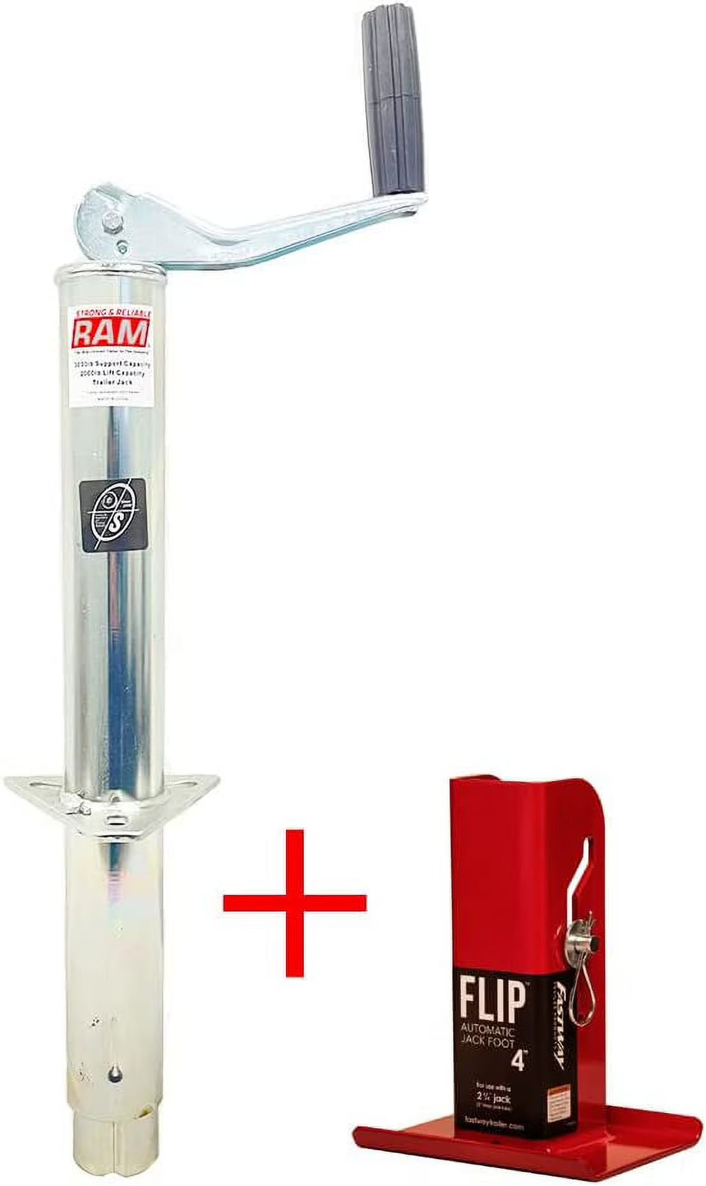 Zinc A-Frame Trailer Jack with 4" Flip Foot M324840