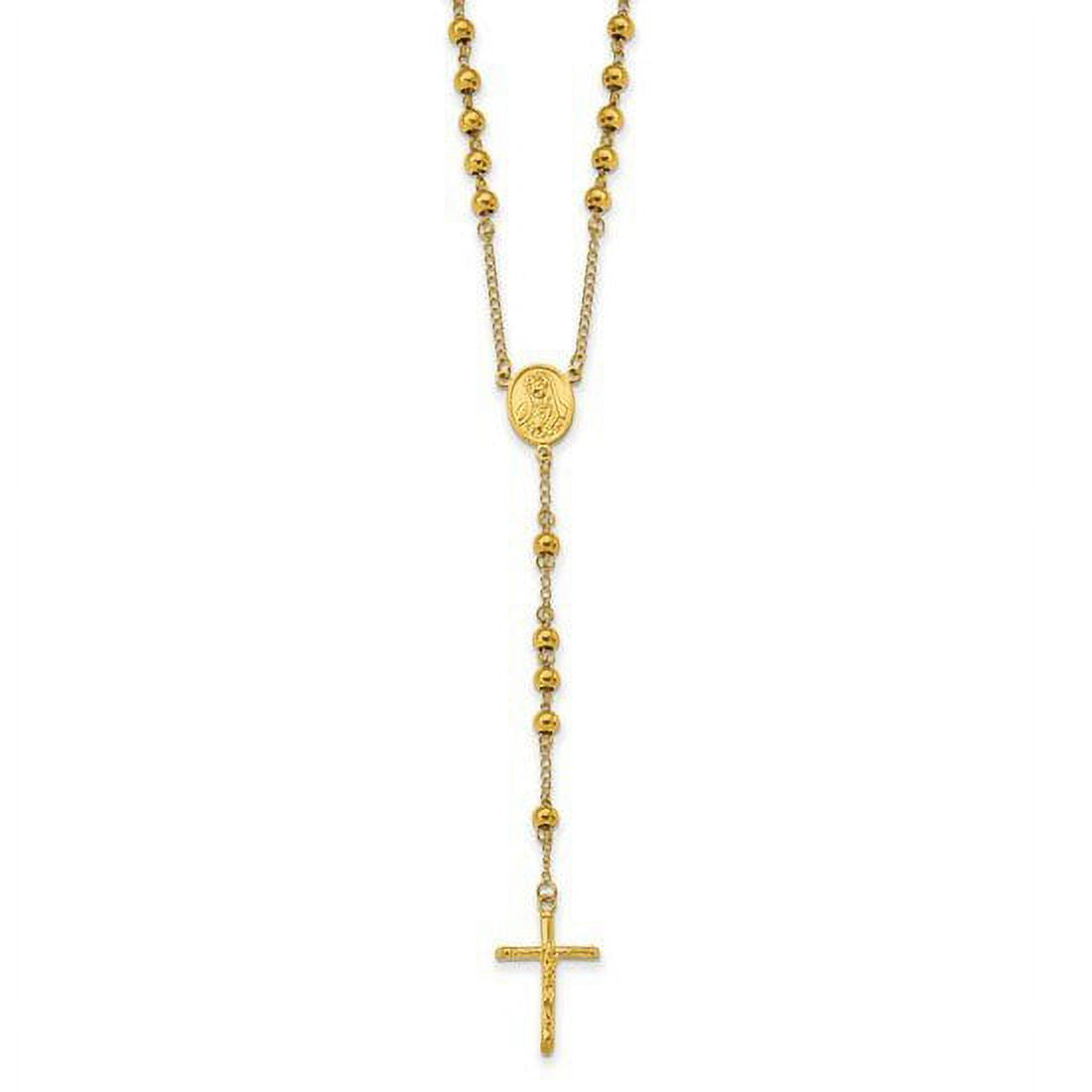 30" Stainless Steel Polished Rosary Necklace M682976