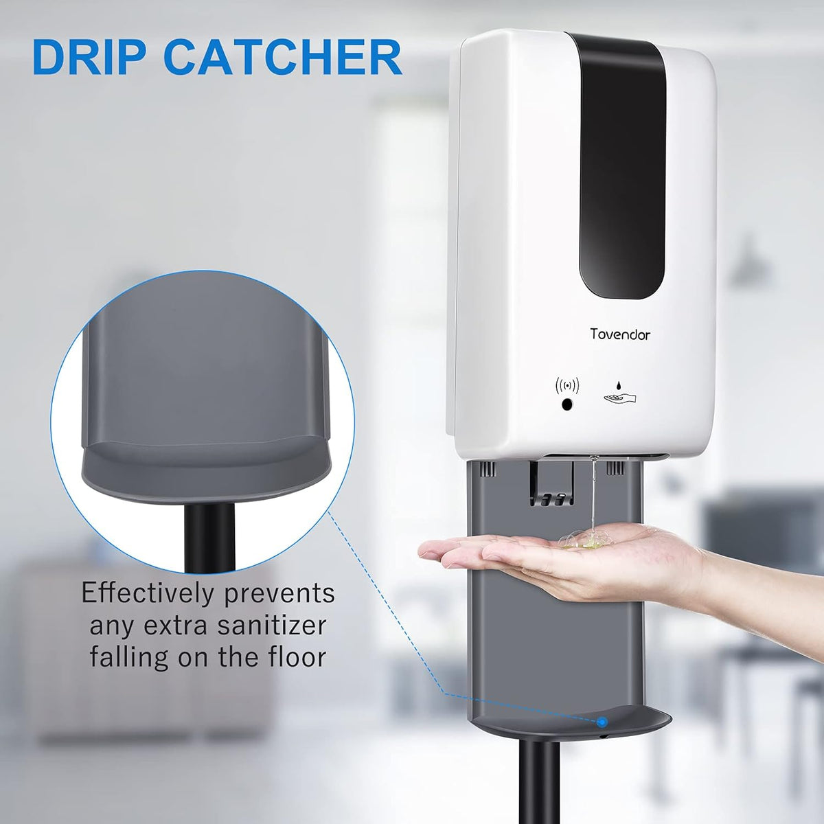 Automatic Hand Sanitizer Dispenser with Stand and Drip Catcher, Infrared Sensor Touchless, Refillable 1200ml Bottle H64023