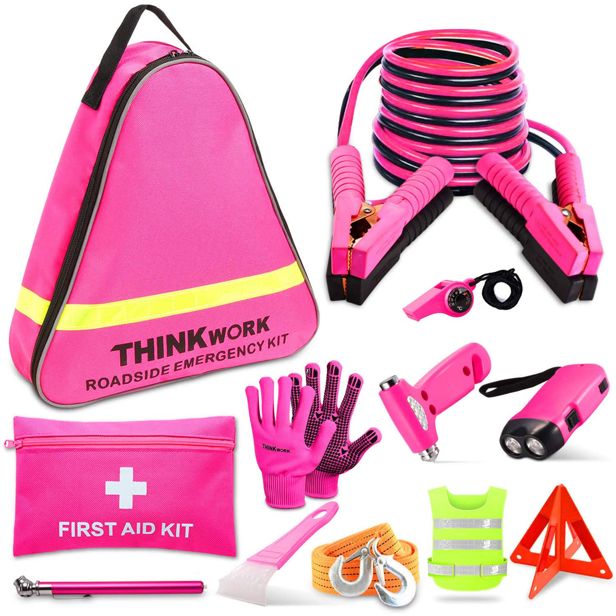 Pink Car Emergency Kit with 10ft Jumper Cables O434