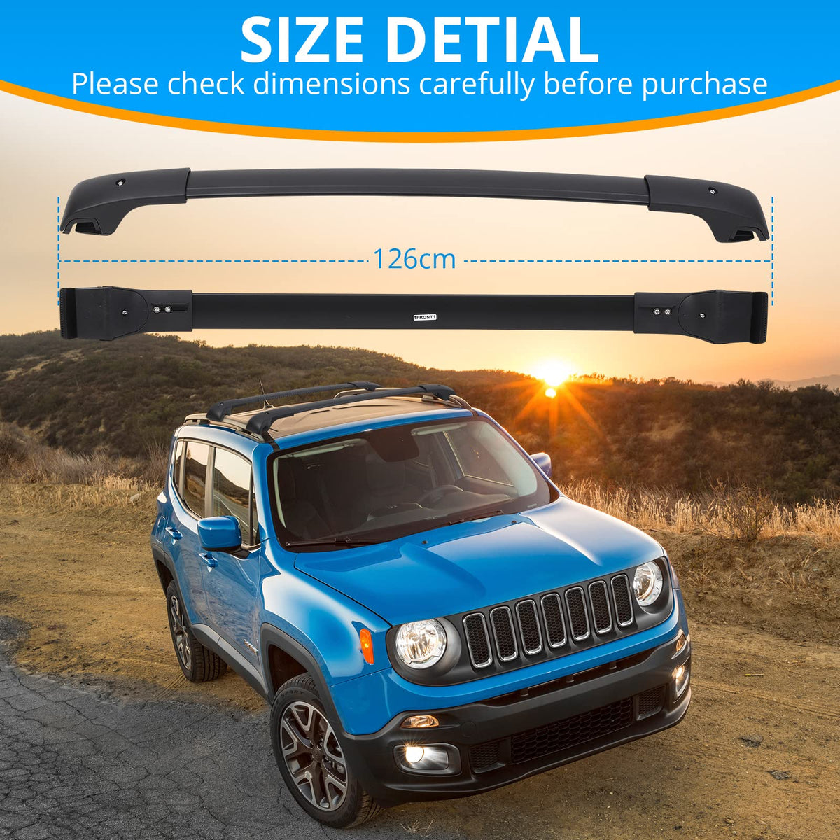 Heavy Duty Steel Roof Rack Cross Bars for Jeep Renegade E640