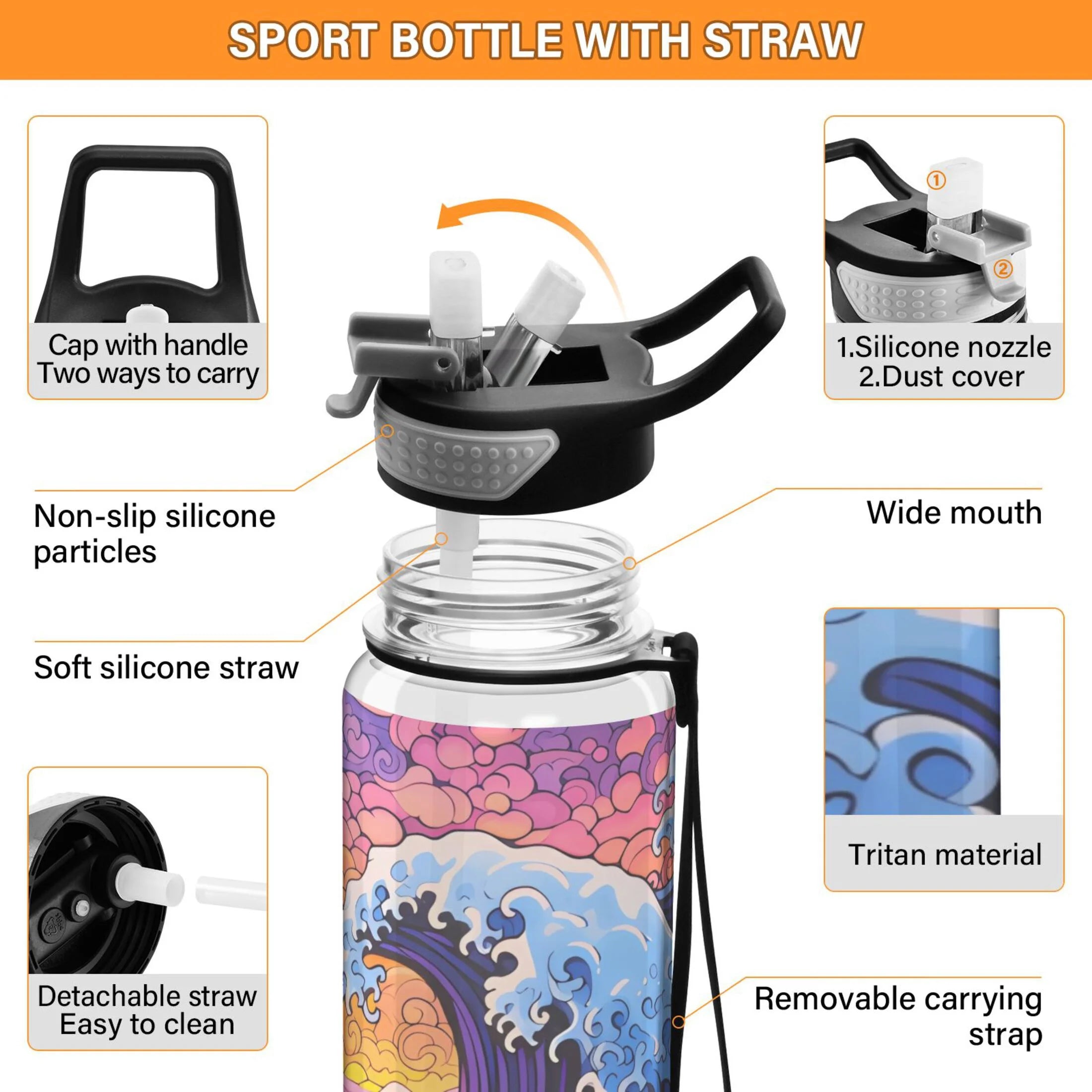 Purple 32oz Tritan Leakproof Sports Bottle K55613