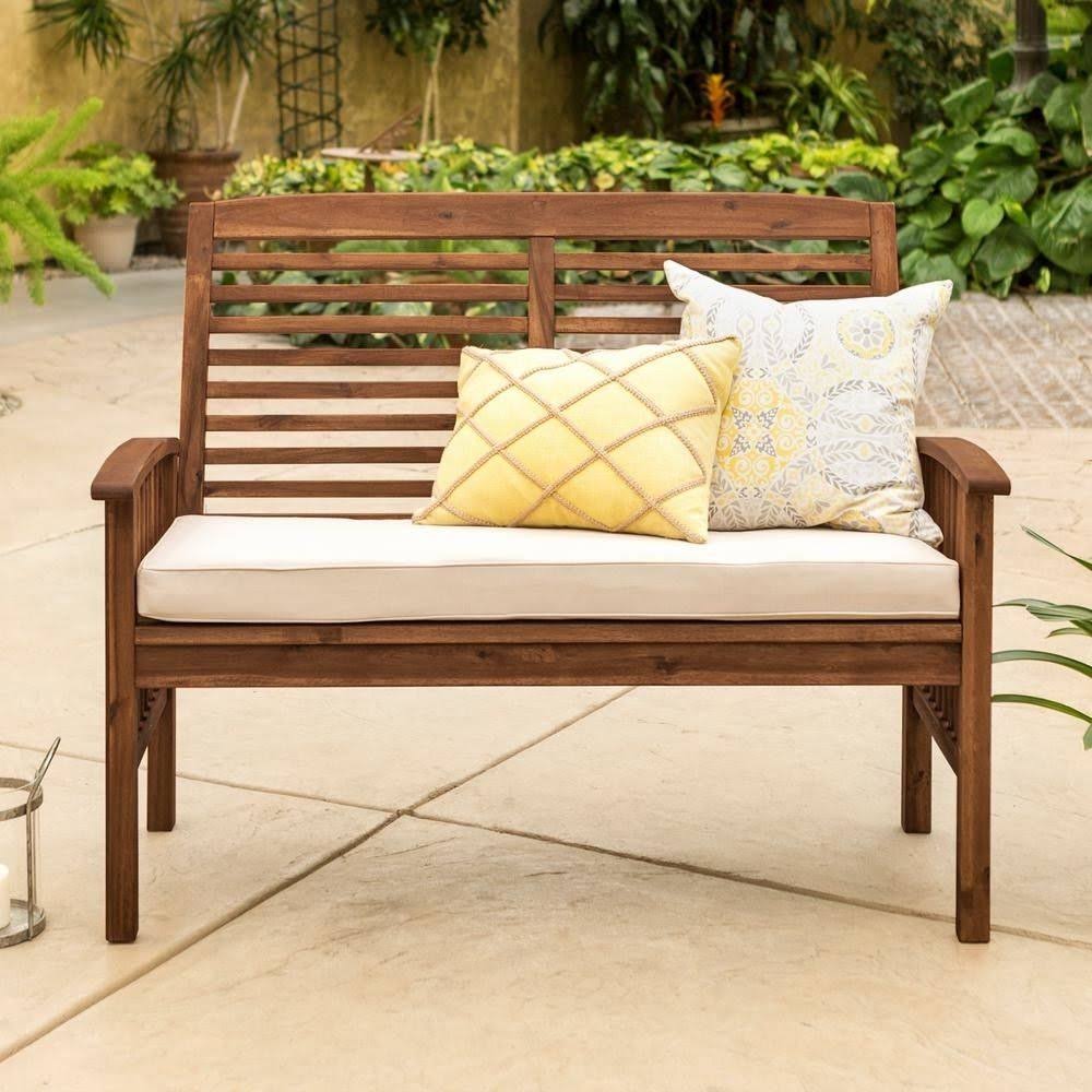Dark Brown Acacia Wood Patio Loveseat Bench L532