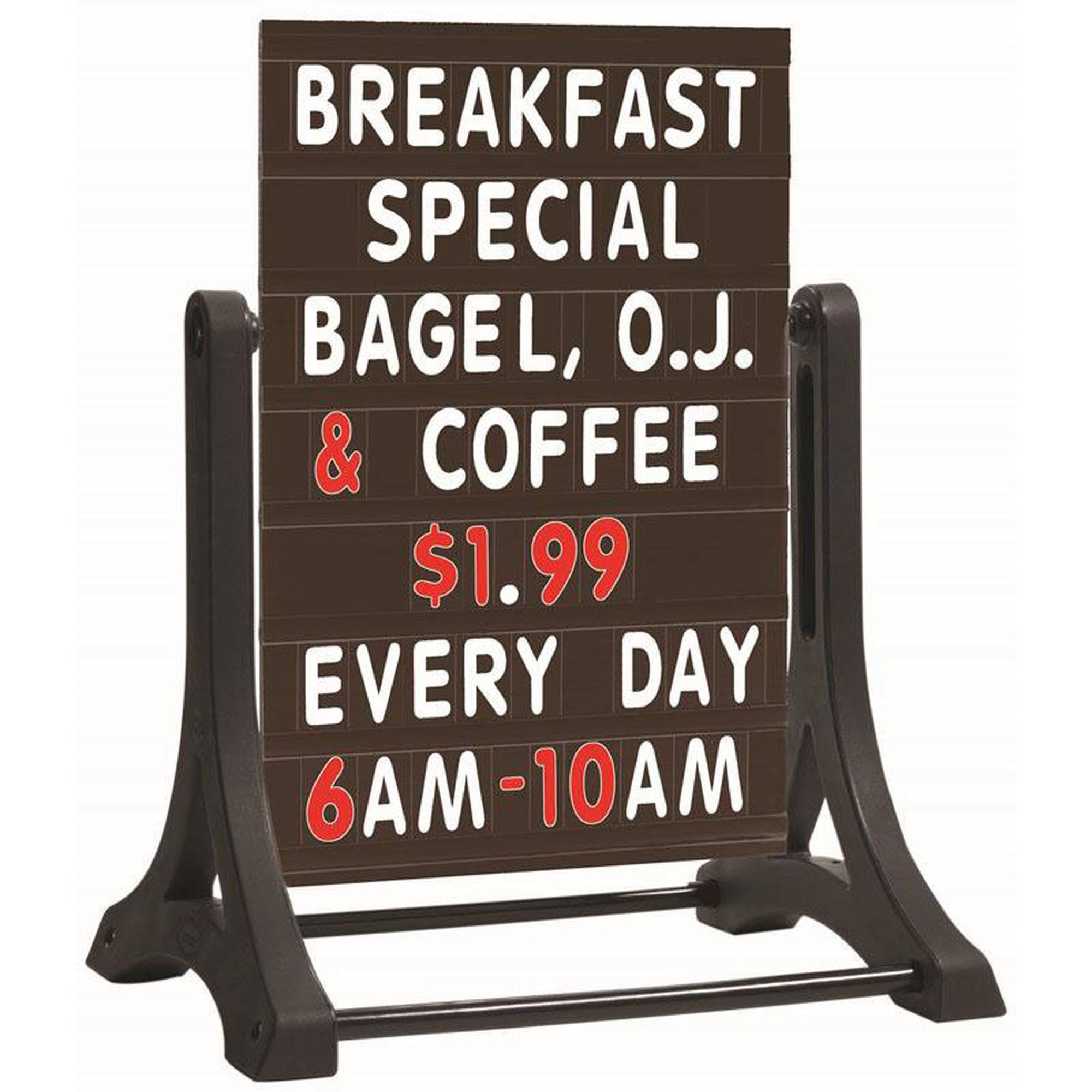 Double Sided Sidewalk Sign with Black Changeable Letterboard W673
