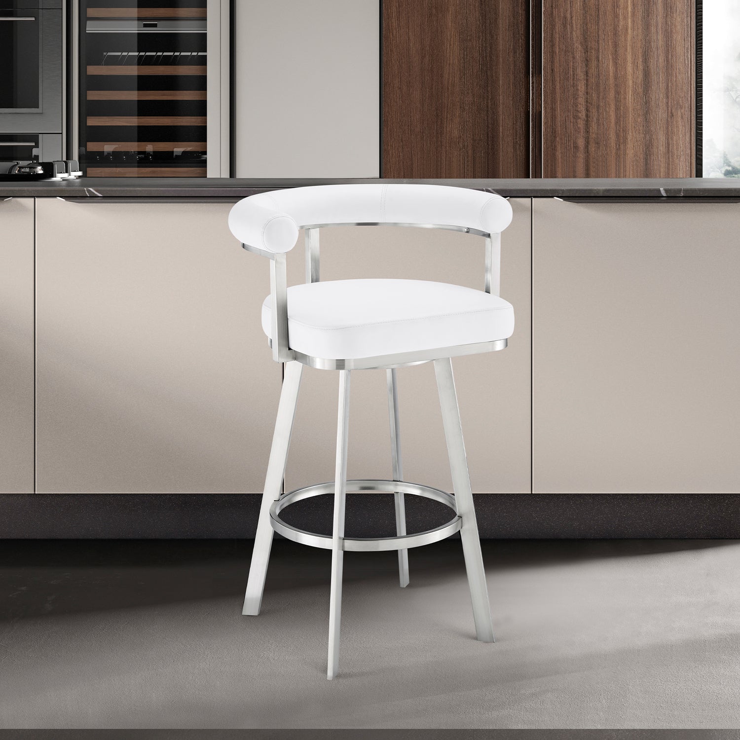 White/Chrome Swivel Counter Stool V32501