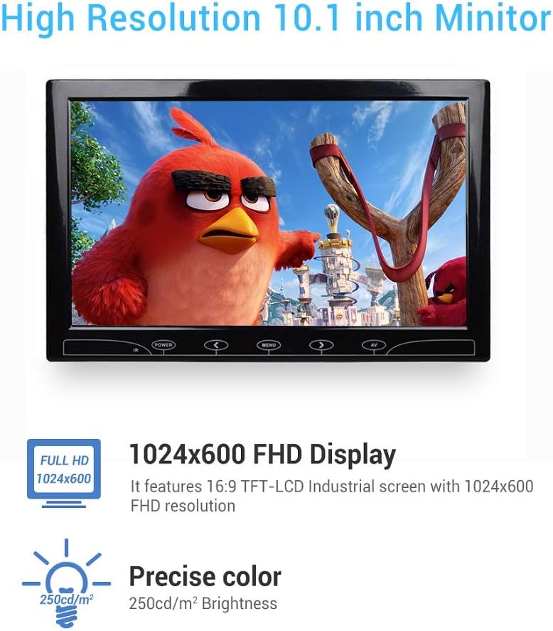 10.1" HD 1024x600 Portable LCD Monitor with HDMI AV VGA Port, Pack of 2 Z55353