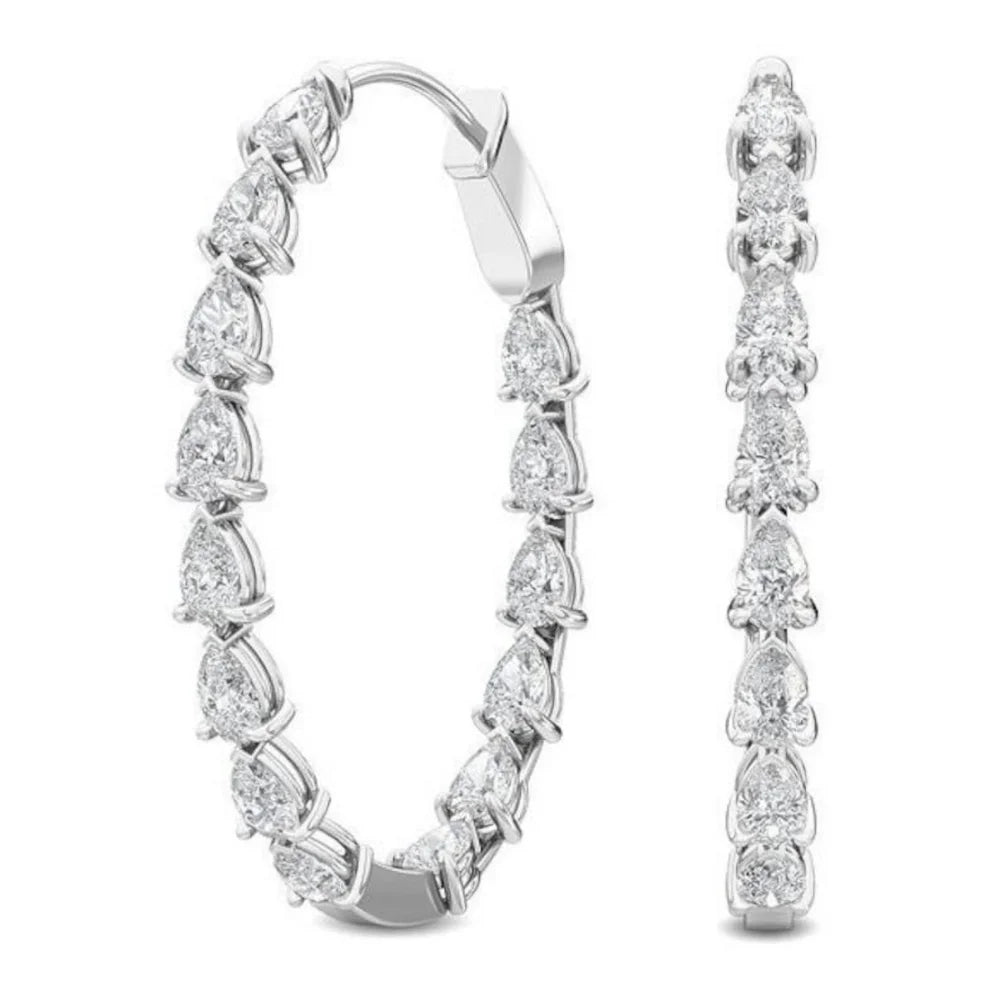 14K White Gold Hoop Earrings O634