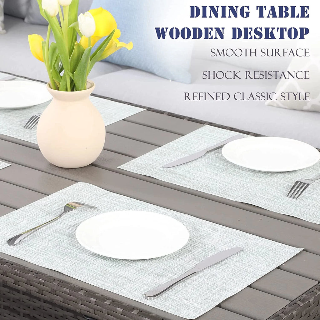 7 Piece Outdoor Dining Sectional Sofa with Dining Table and Chair X423795