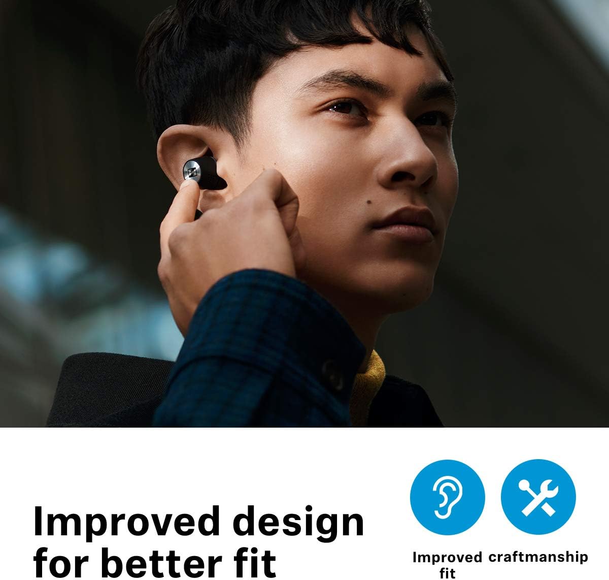 White Bluetooth Earbuds with Active Noise Cancellation H3638