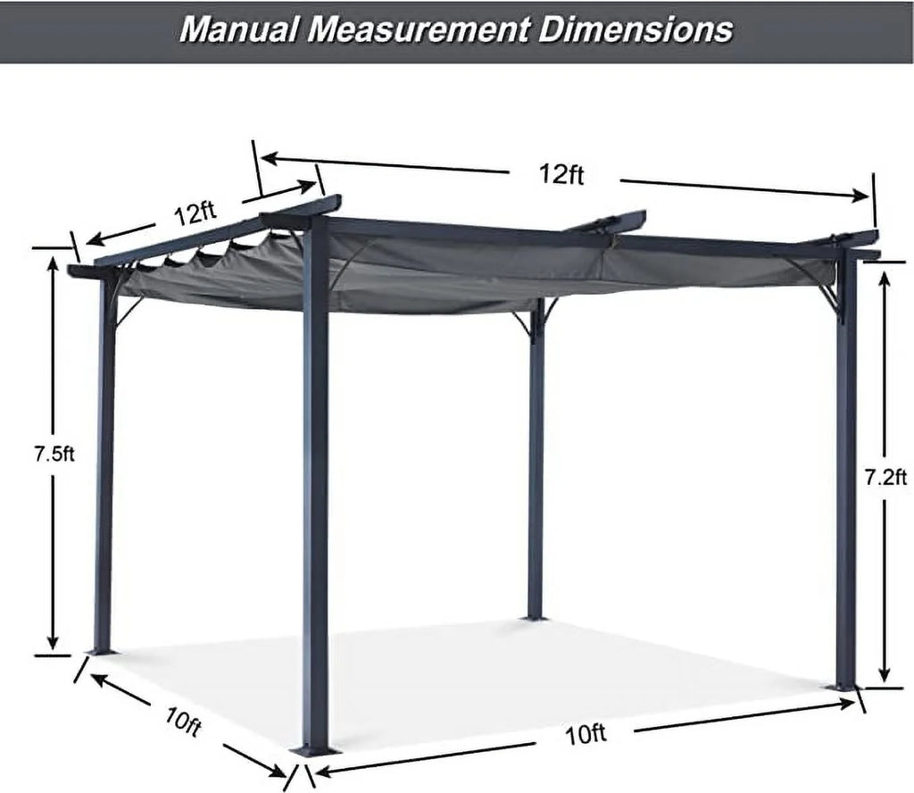 11x11 Outdoor Patio Pergola with Retractable Shade Q7786