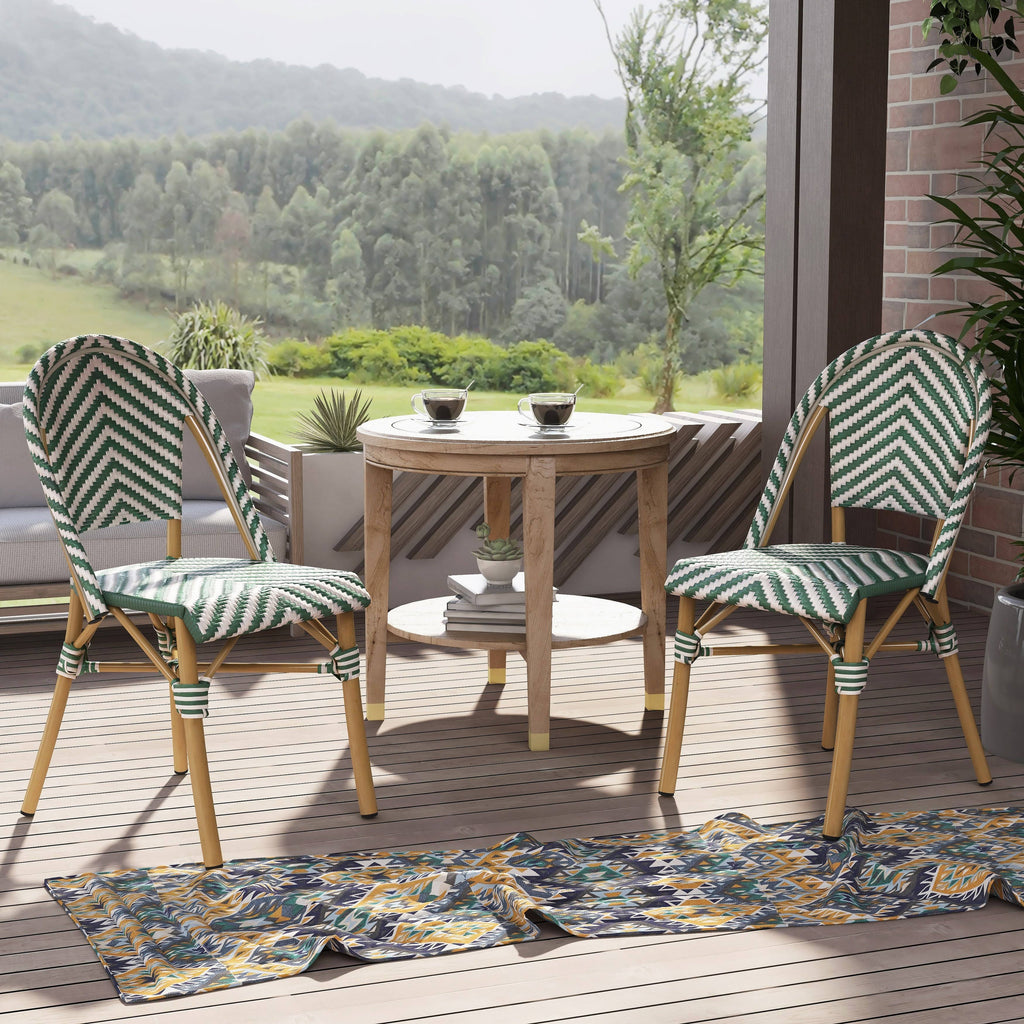 Grey Chevron Patterned Wicker Patio Chair C46423