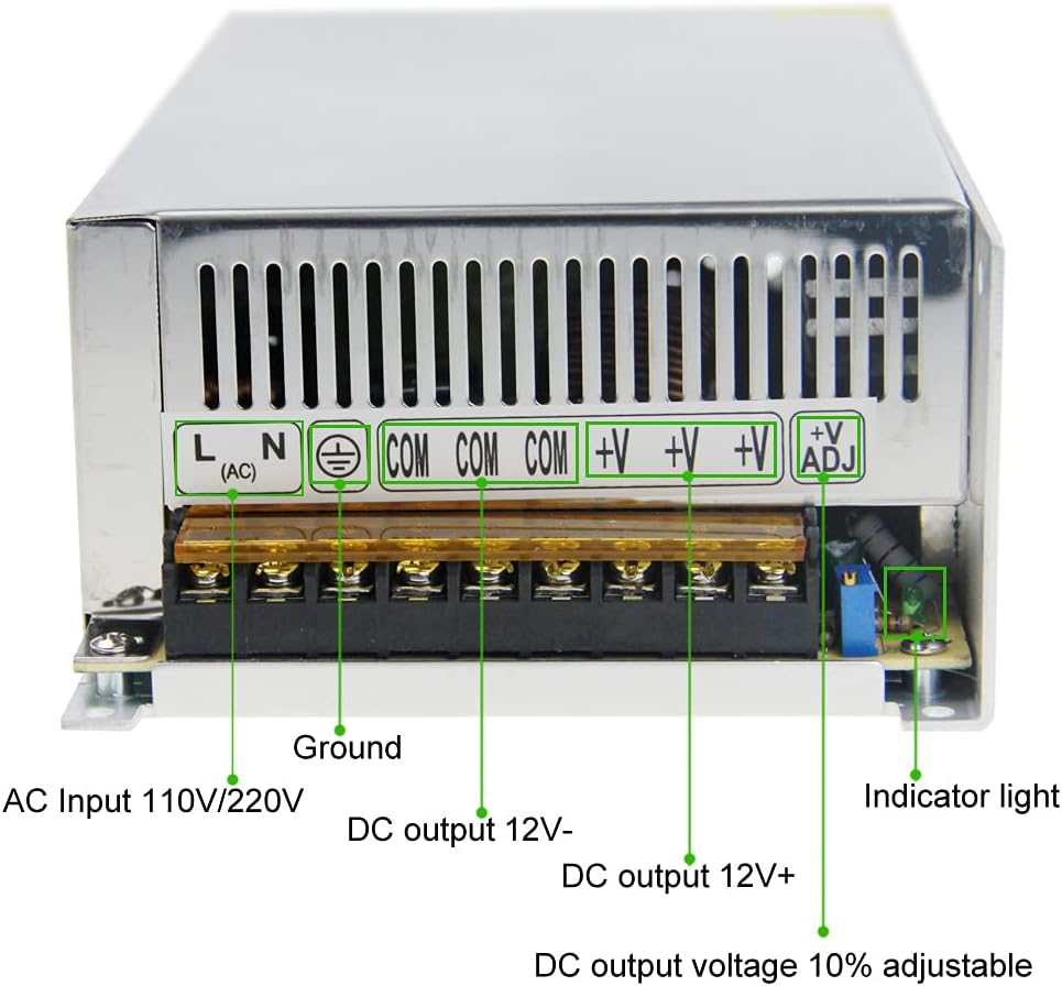 12V 40A 480W Switch Mode Power Supply LED Driver AC 110V / 220V to DC 12 Volt Converter Pack of 2 S8730