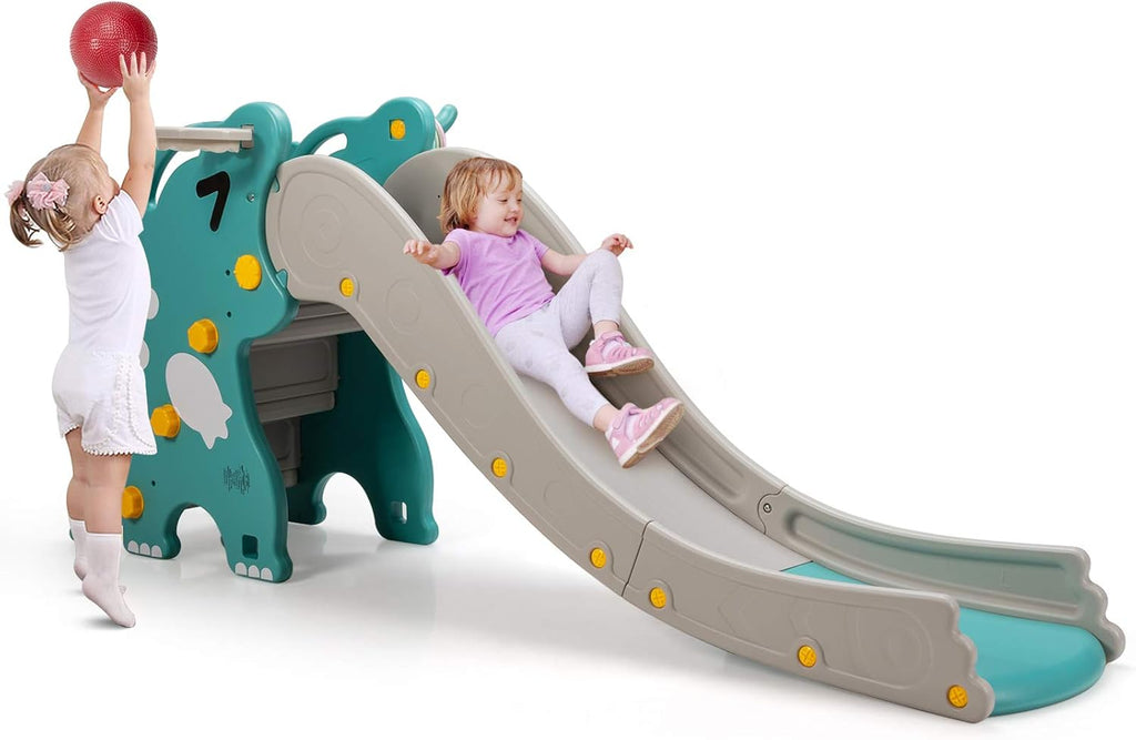 4 in 1 Folding Toddler Slide with Basketball Hoop P187