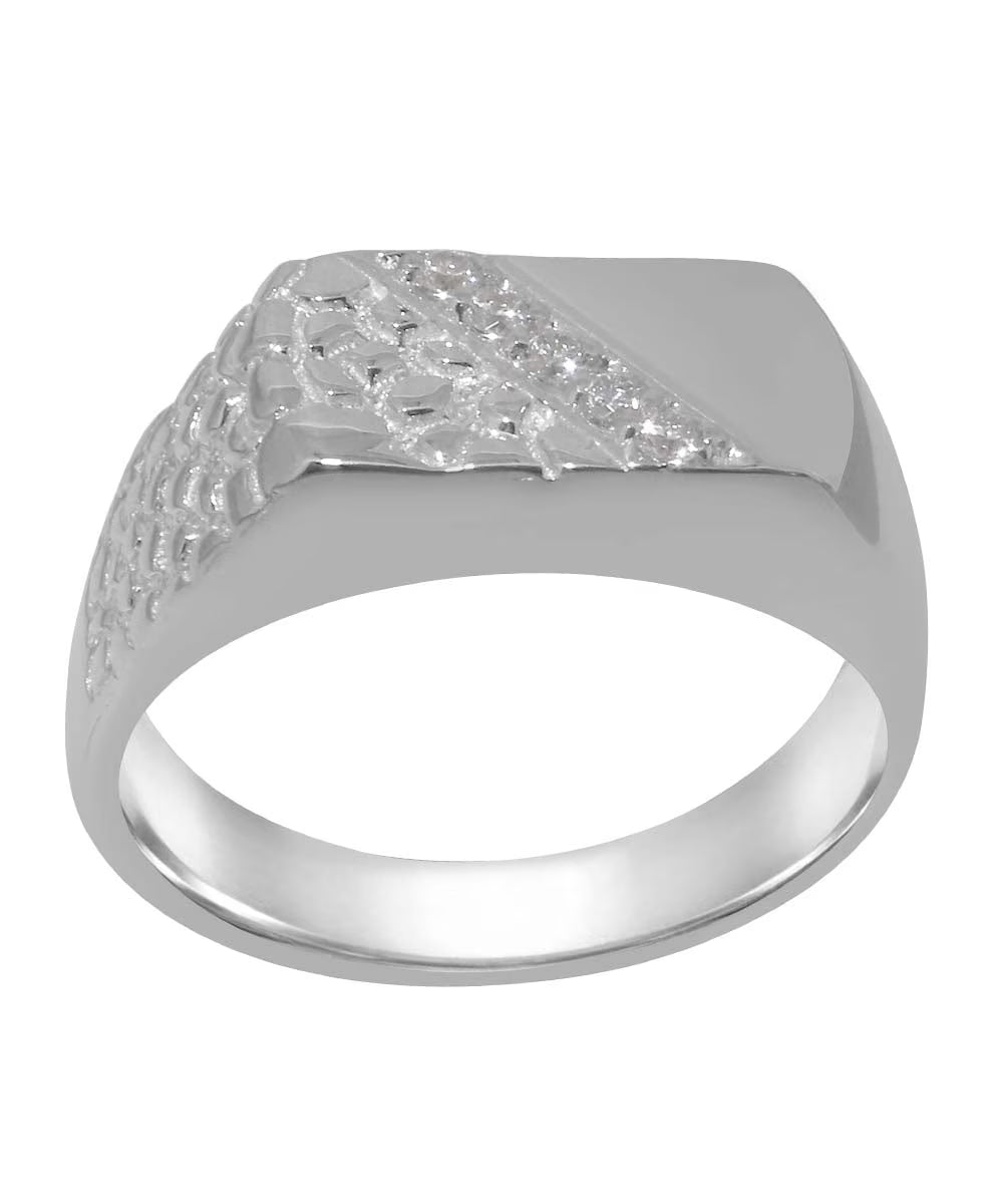 925 Sterling Silver Natural Diamond Mens Engagement Ring A442706