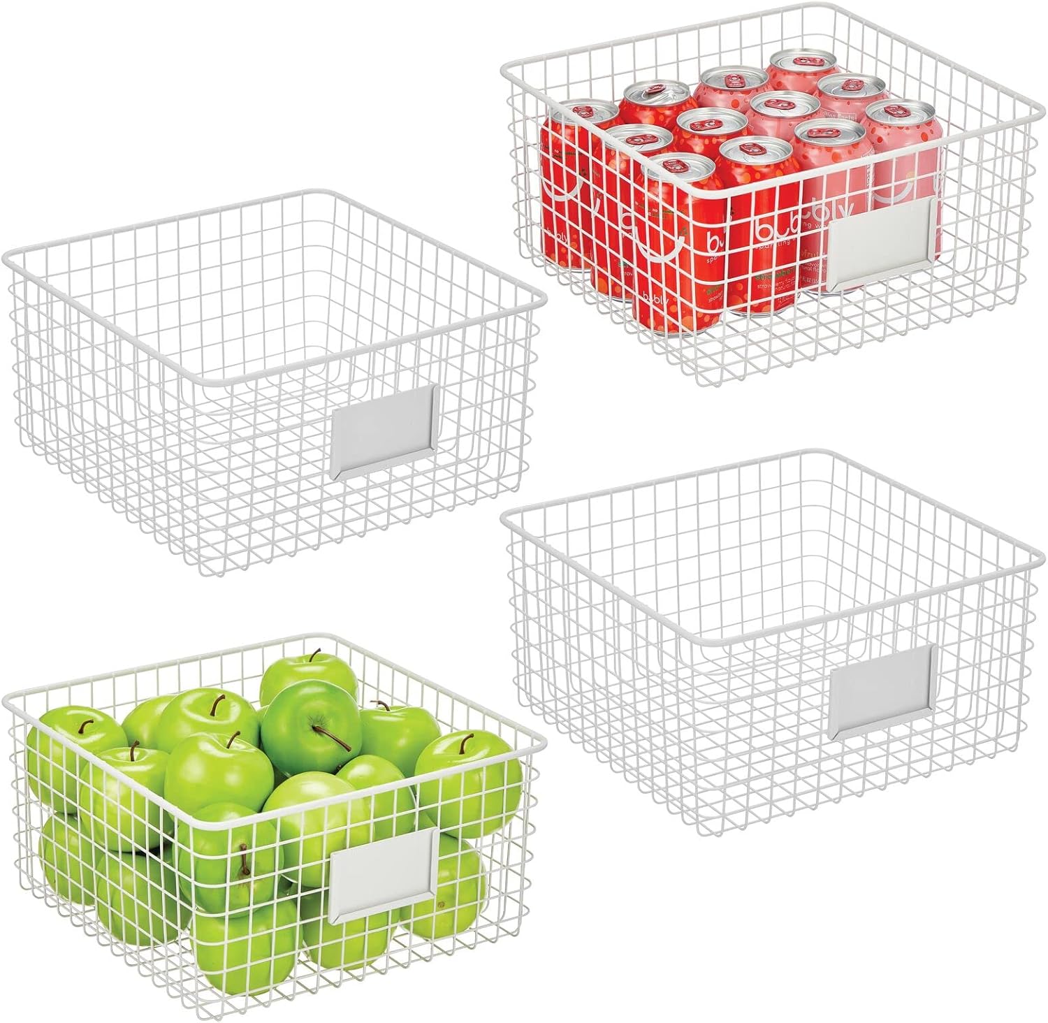 Bronze Metal Wire Food Organizer Storage Bin Basket with Label Slot, 4 Pack N215