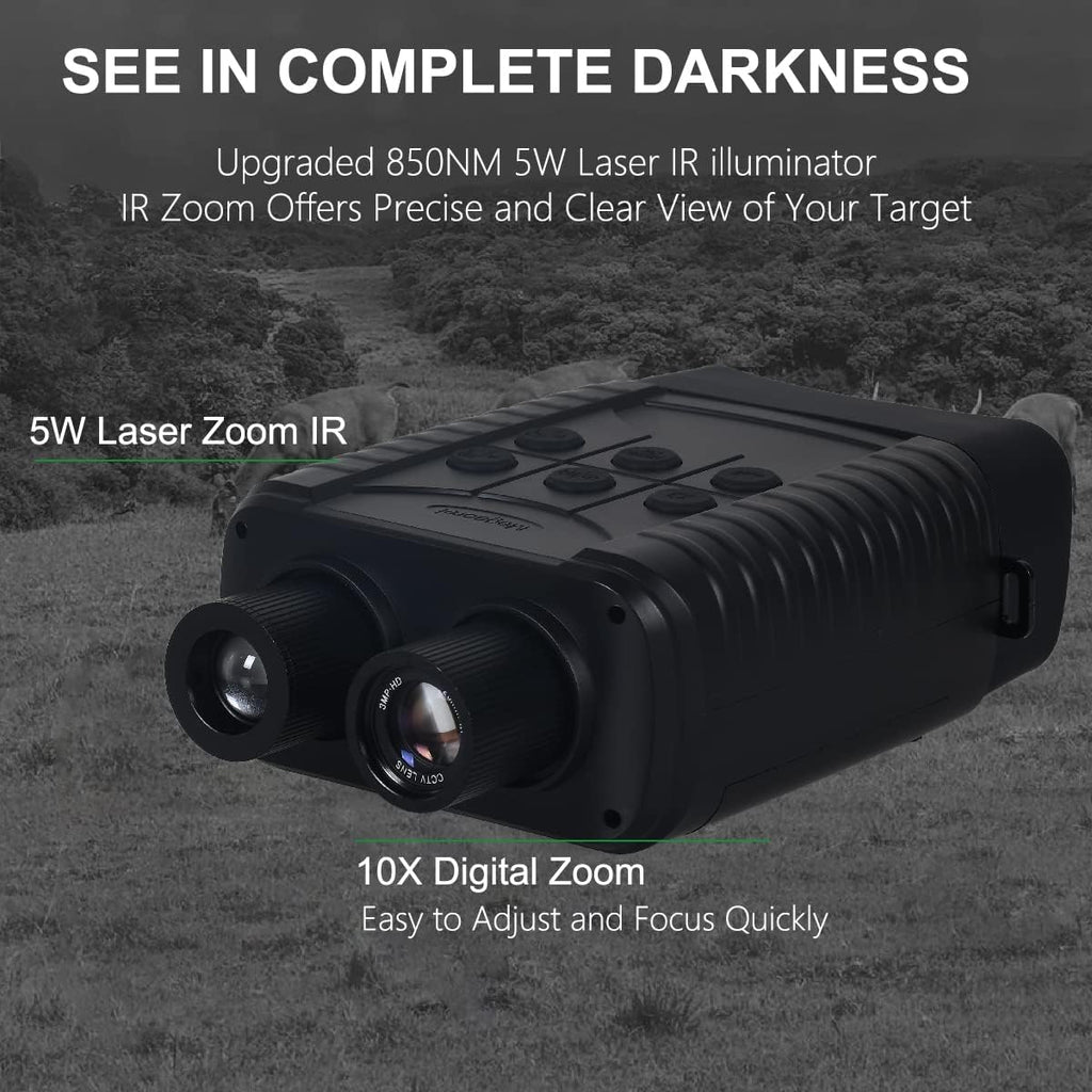 Digital Night Vision Binoculars Infrared Goggles 10X Zoom HD Photo 1080P Video 3.0 LCD Screen 32GB SD Card O9953