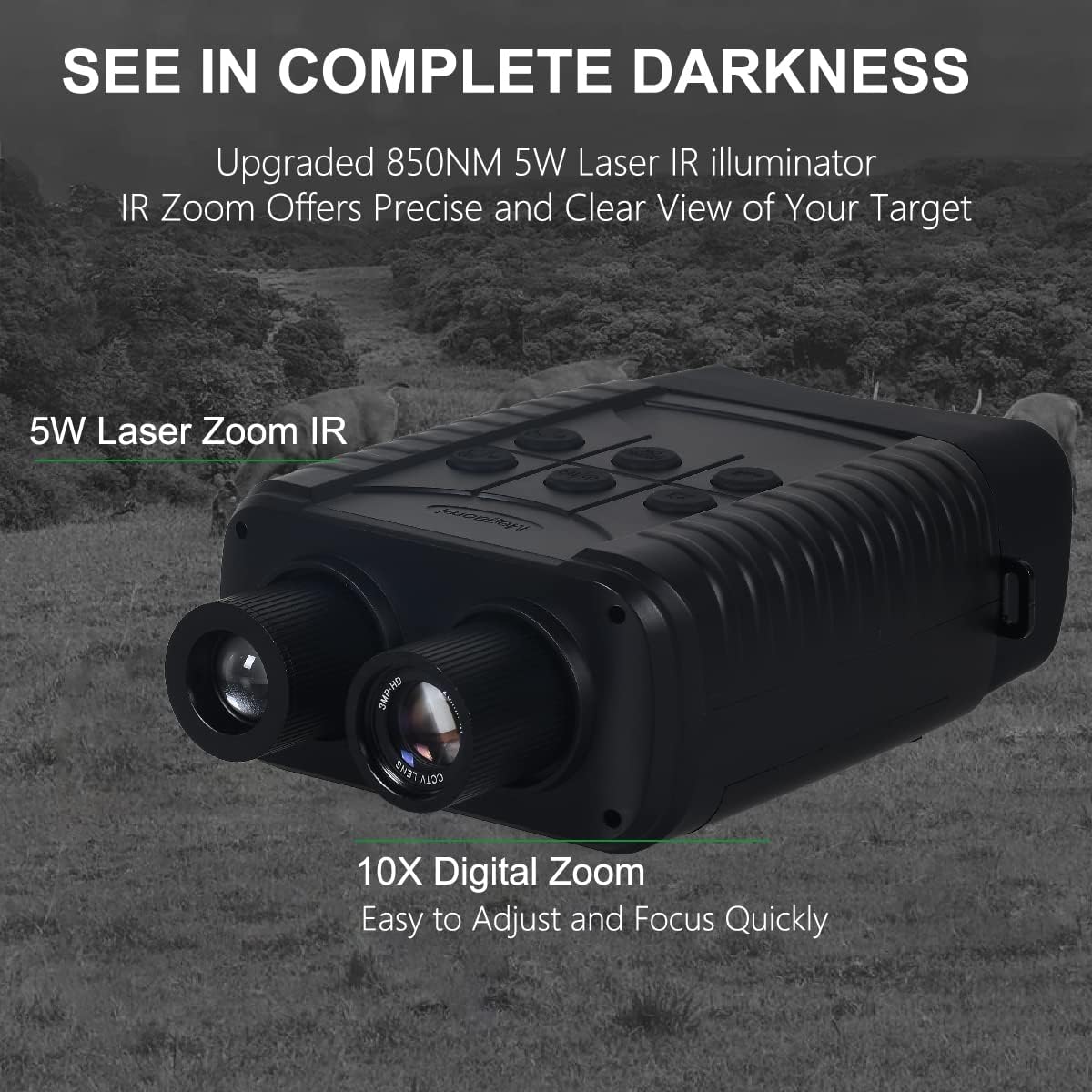 Digital Night Vision Binoculars Infrared Goggles 10X Zoom HD Photo 1080P Video 3.0 LCD Screen 32GB SD Card O9953