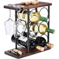 Wooden Wine Rack with Glass Holder U54114