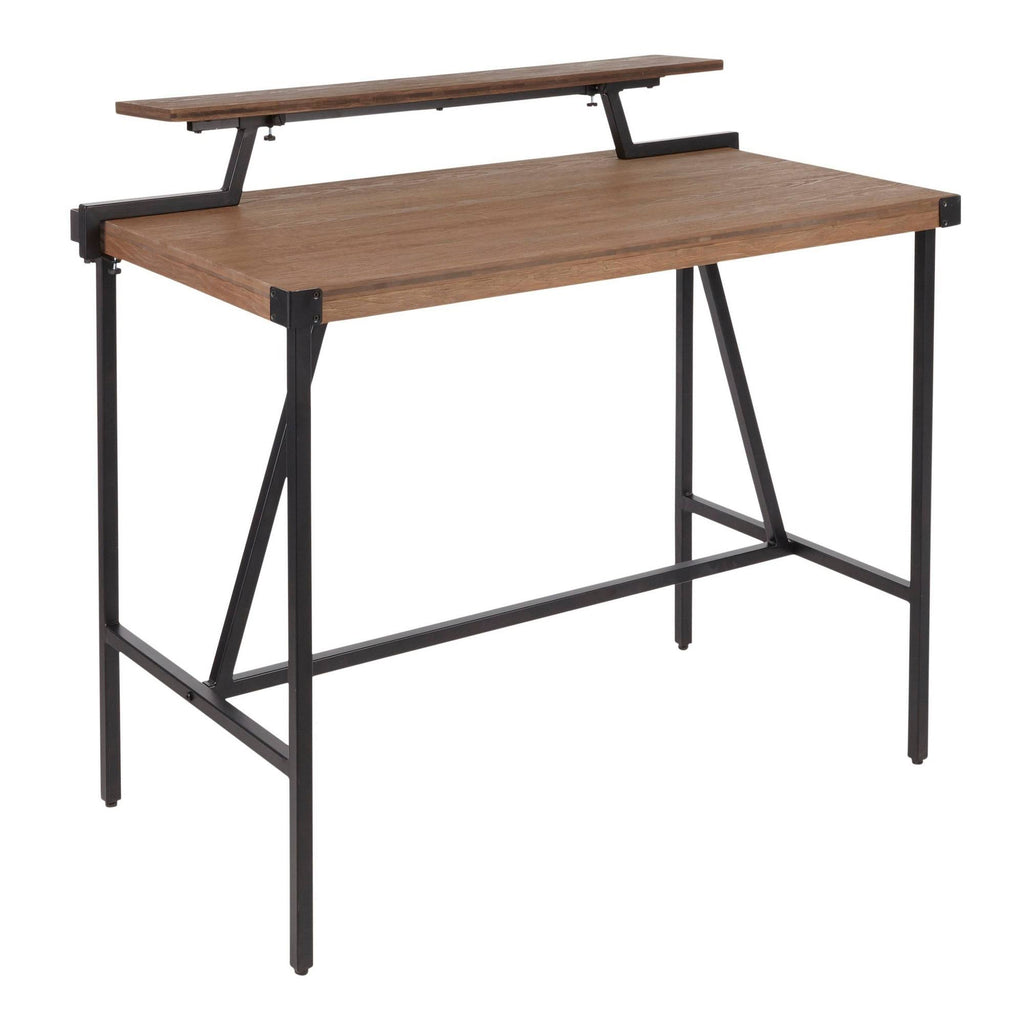 Industrial Counter Table in Black Metal and Brown Wood K4973
