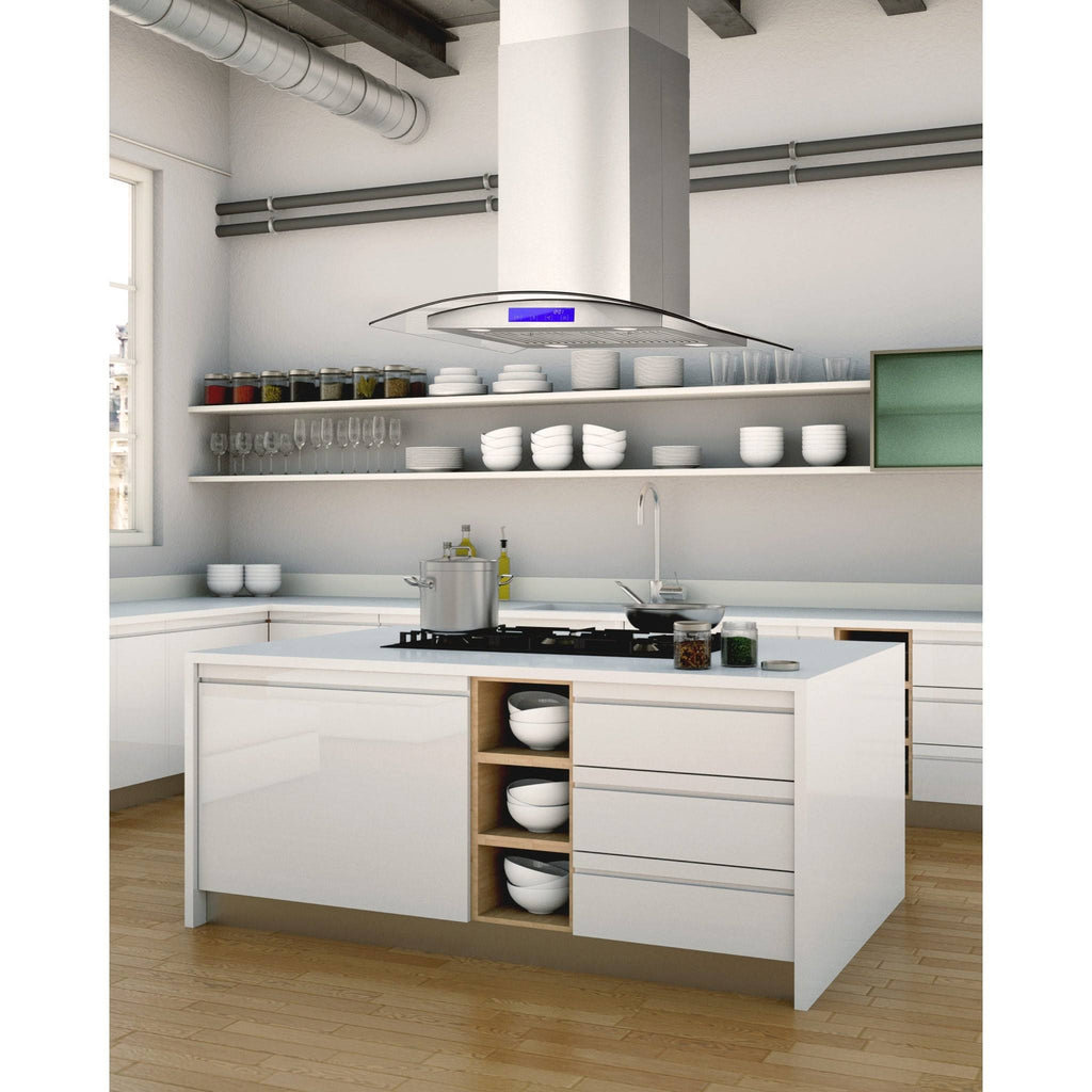 Stainless Steel 30-Inch Ducted Island Mount Range Hood V603