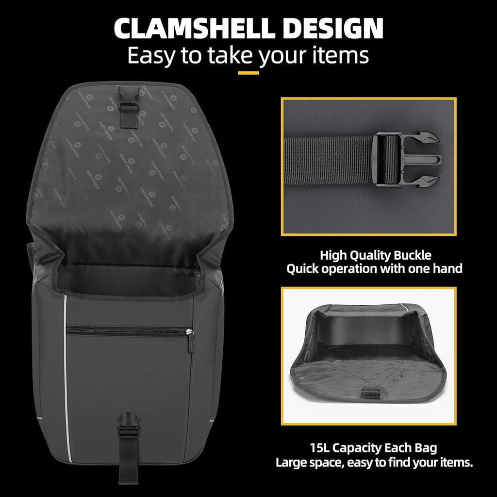 30L Waterproof Bike Pannier Bag with Rain Cover I200666