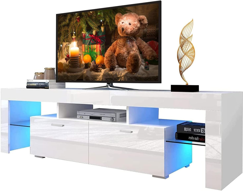 White High Gloss LED TV Stand with Storage Drawer Q2511