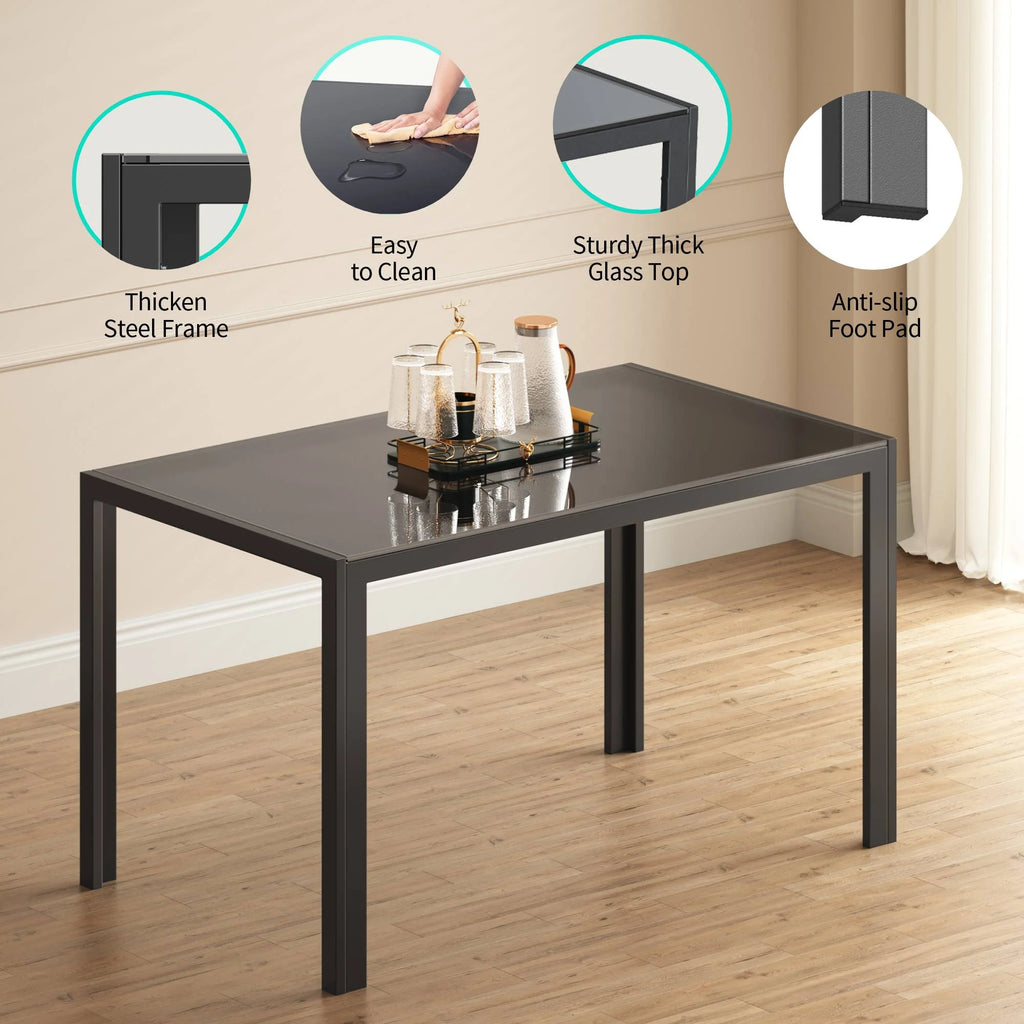 Black 5-Piece Rectangular Kitchen Dining Table Set F10952