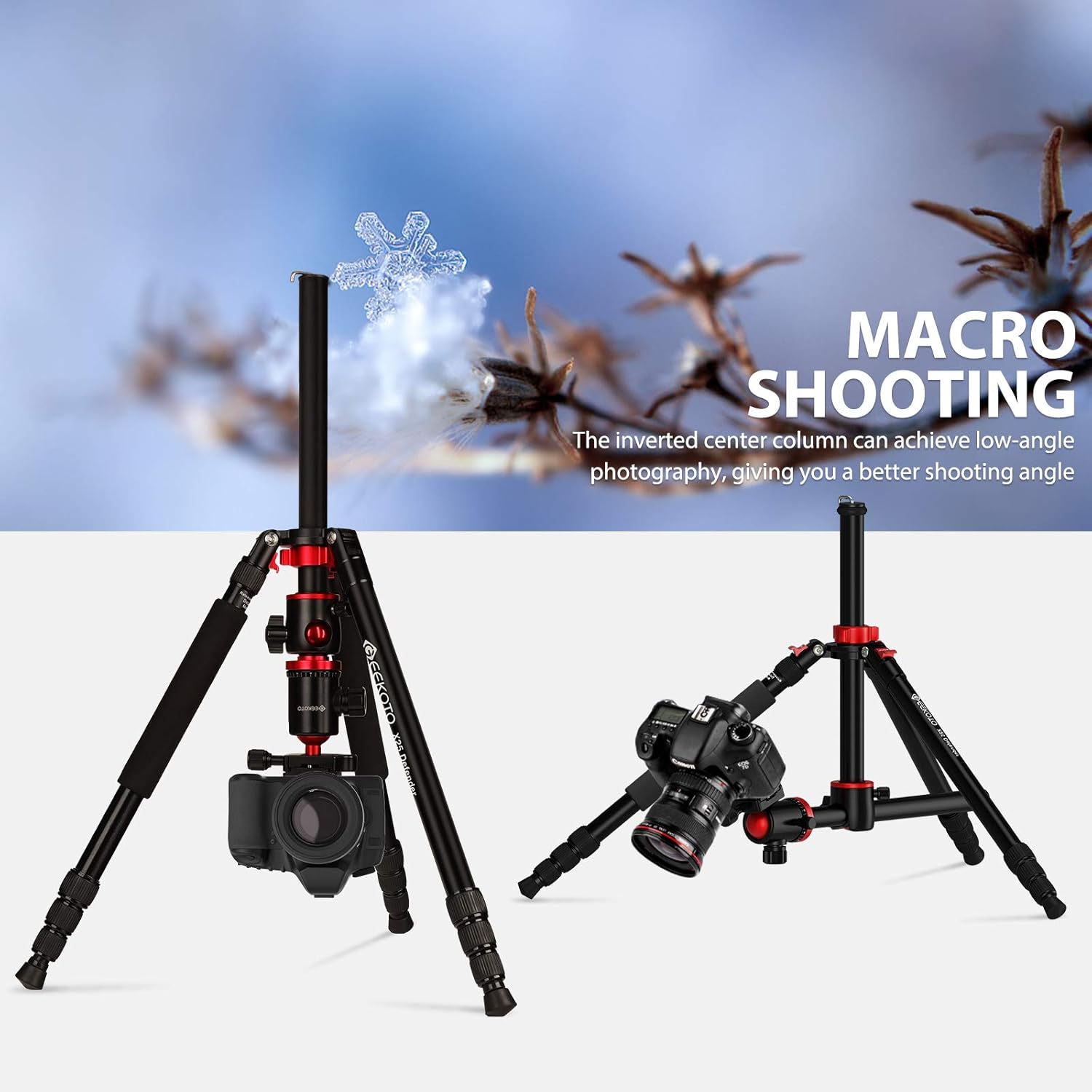 Aluminum Tripod with 360-Degree Ball Head and Rotatable Center Column, 75-Inch T265466