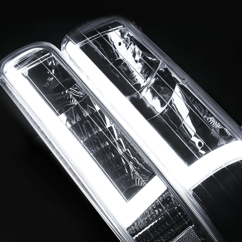 Headlights Assembly with LED Tube DRL for Chevy Silverado Suburban Tahoe Truck F59596