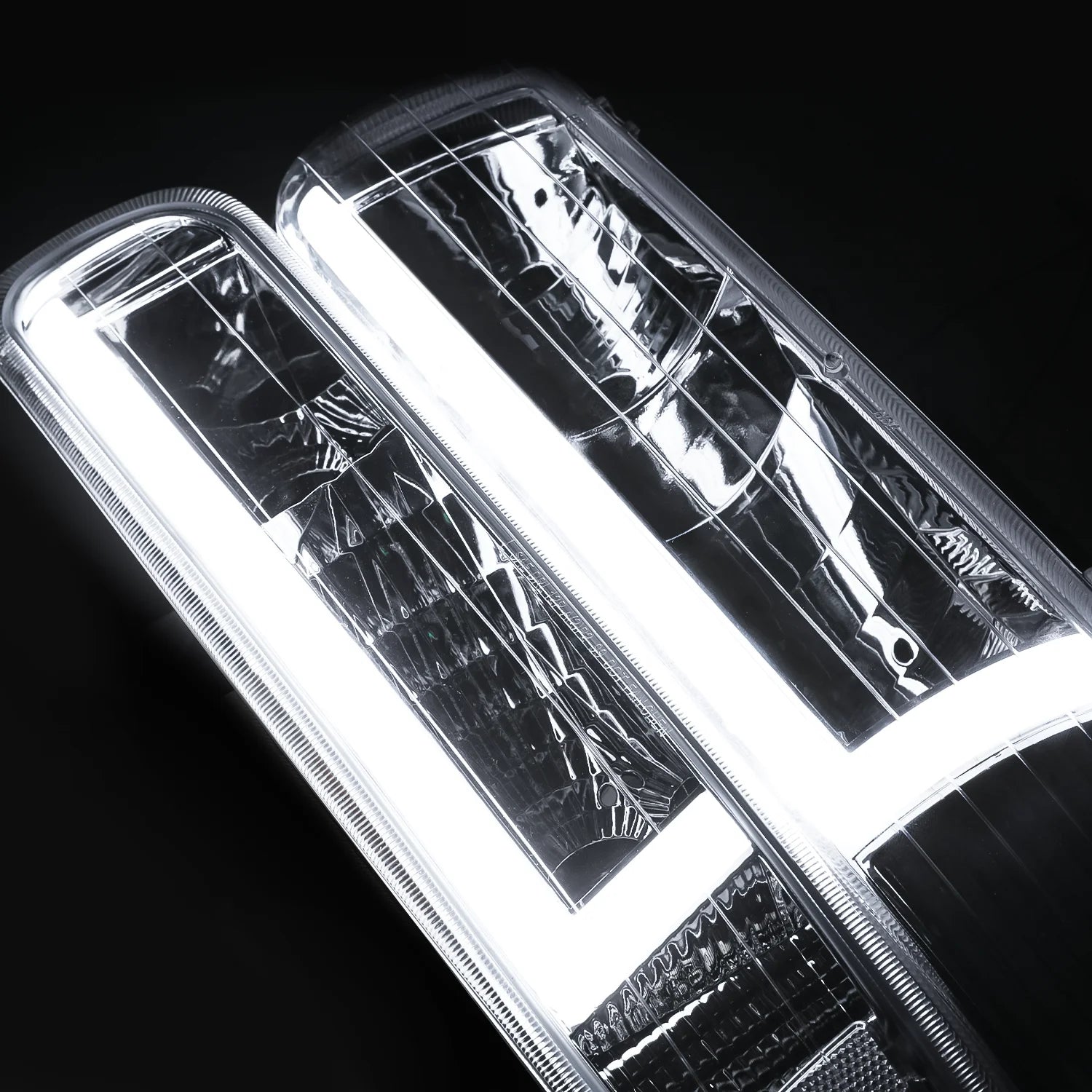 Headlights Assembly with LED Tube DRL for Chevy Silverado Suburban Tahoe Truck F59596