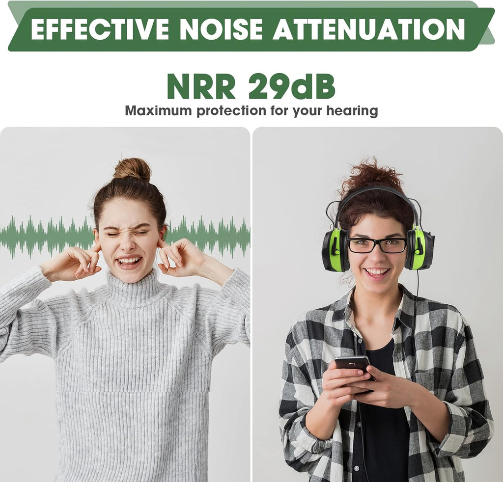 Green Bluetooth Noise Reduction Safety Ear Muffs with Mic Z742810