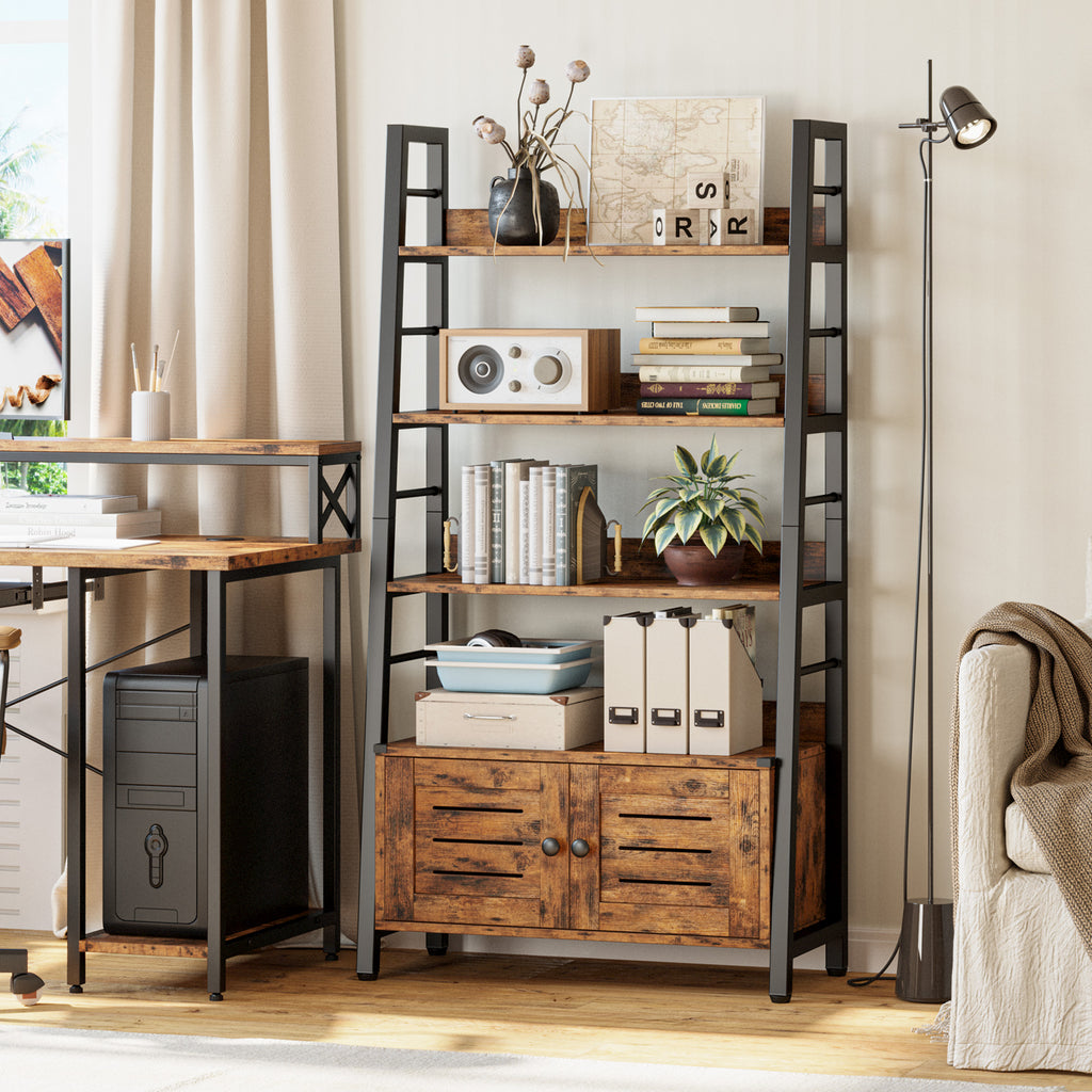 3-Tier Ladder Shelf with Louvered Doors V340