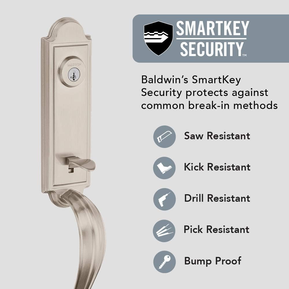 Single Cylinder Front Door Handleset in Satin Nickel with SmartKey Security H7657