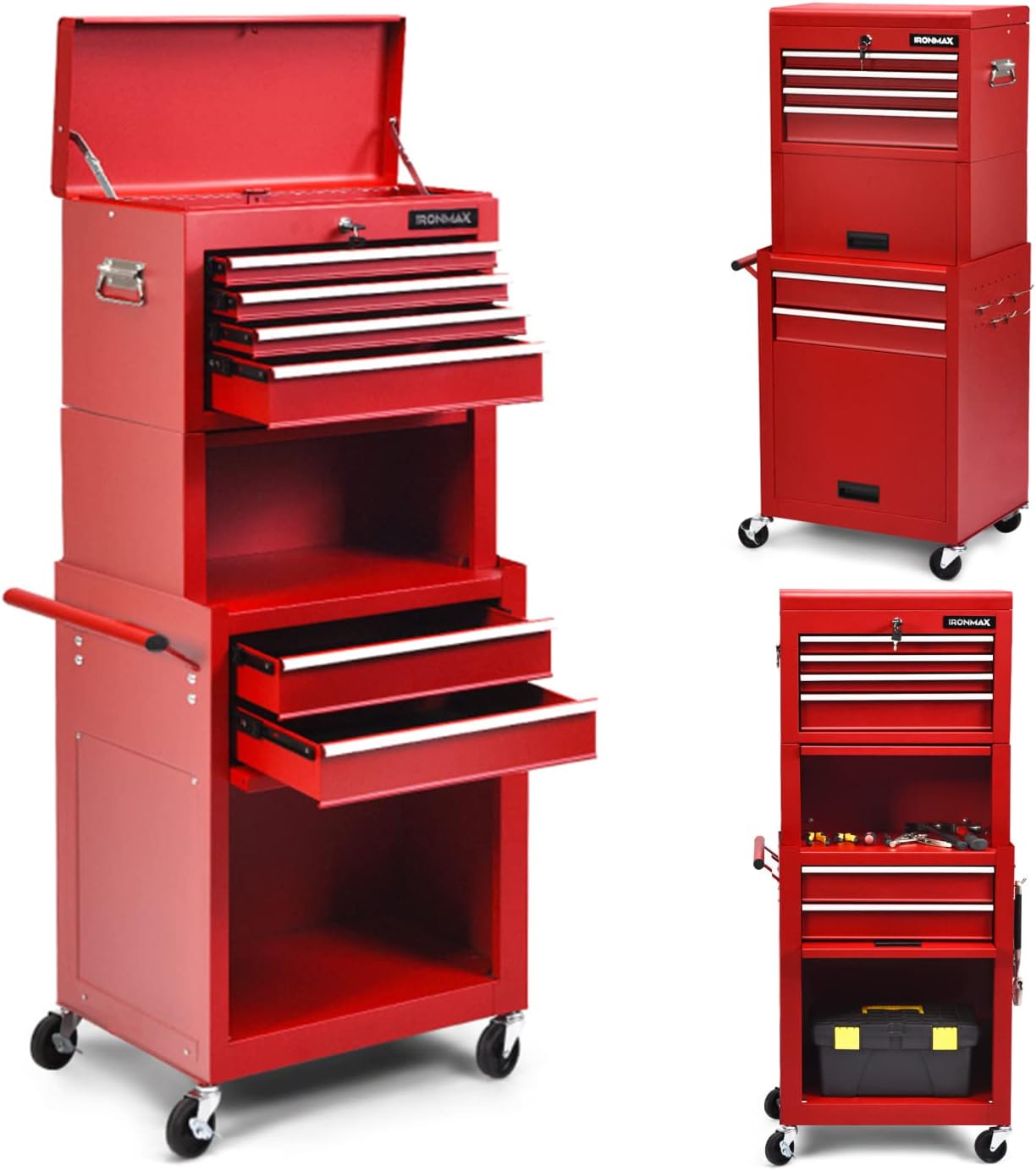 Red 6-Drawer Rolling Tool Storage Cabinet with Wheels S98131