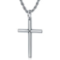 Sterling Silver Cross Pendant Necklace Cuban Chain Necklace Rope Chain Necklace B34407