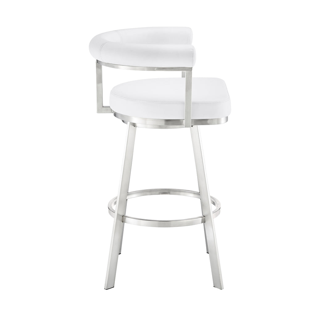 White/Chrome Swivel Counter Stool V32501