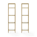 Soft Gold Metal Glass Etagere Bookcase Set of 2 F2779