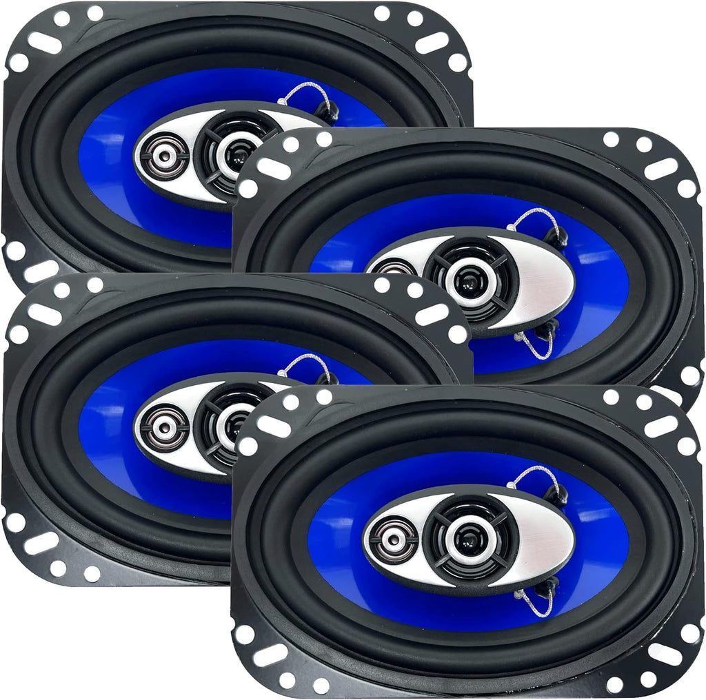 4x6 in 3-Way 250 Watts Coaxial Car Speakers, 4 Ohm, 2 Pairs K279461
