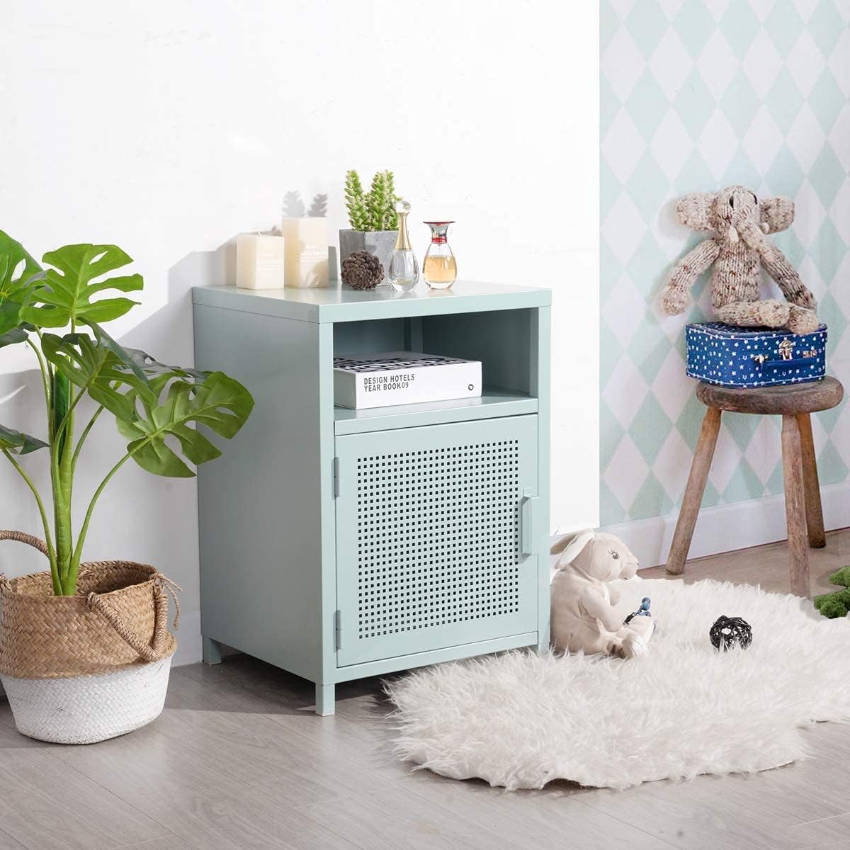 Green Metal Storage Cabinet Night Stand I288