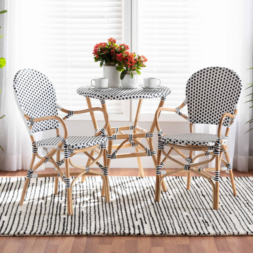 Black and White Rattan 2-Piece Dining Chair Set K53789