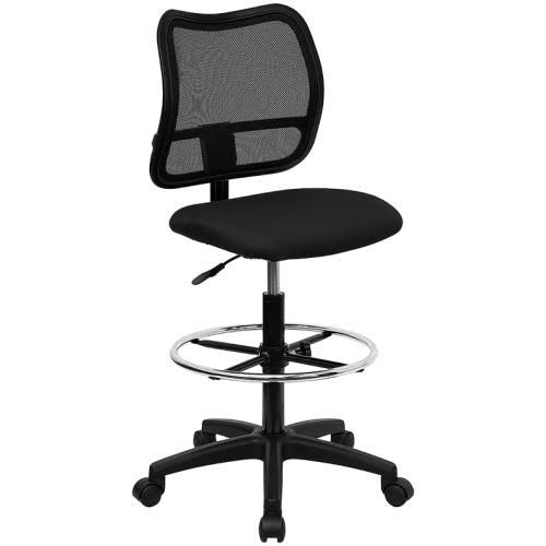 Black Mesh Stool with Black Fabric Seat O556