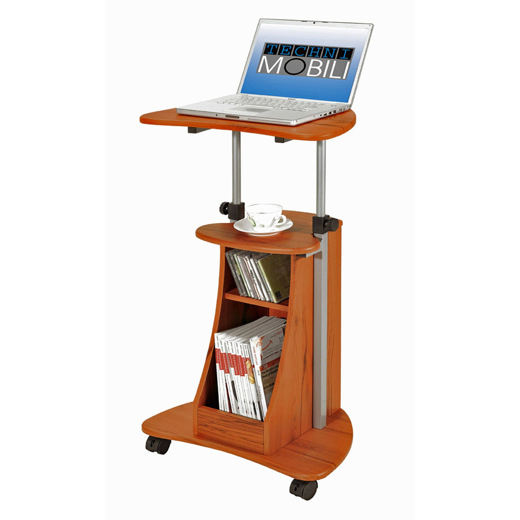 Woodgrain Adjustable Height Laptop Cart with Storage M75149