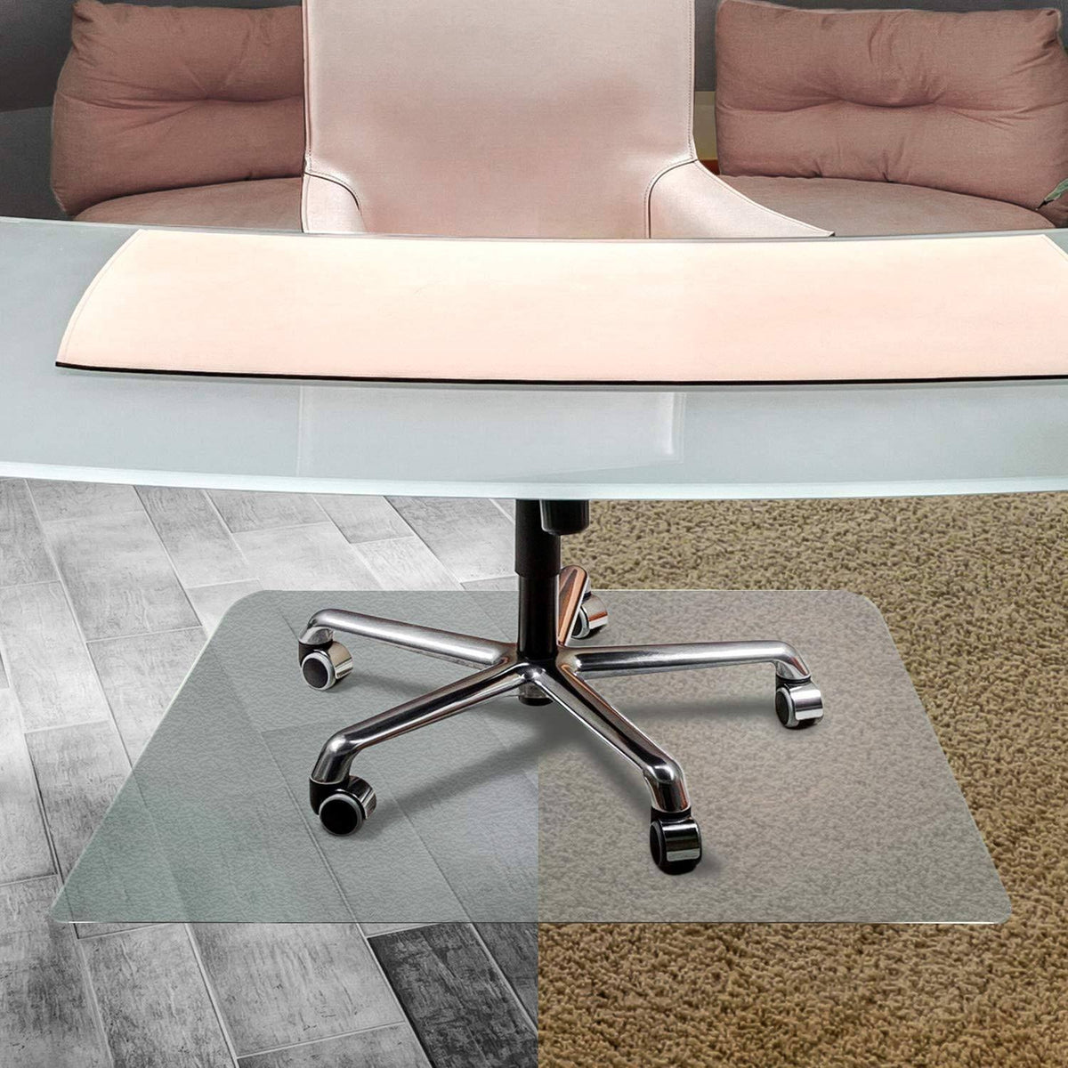 Clear Polycarbonate Anti-Slip Mat, 60 x 48 Inches S9828