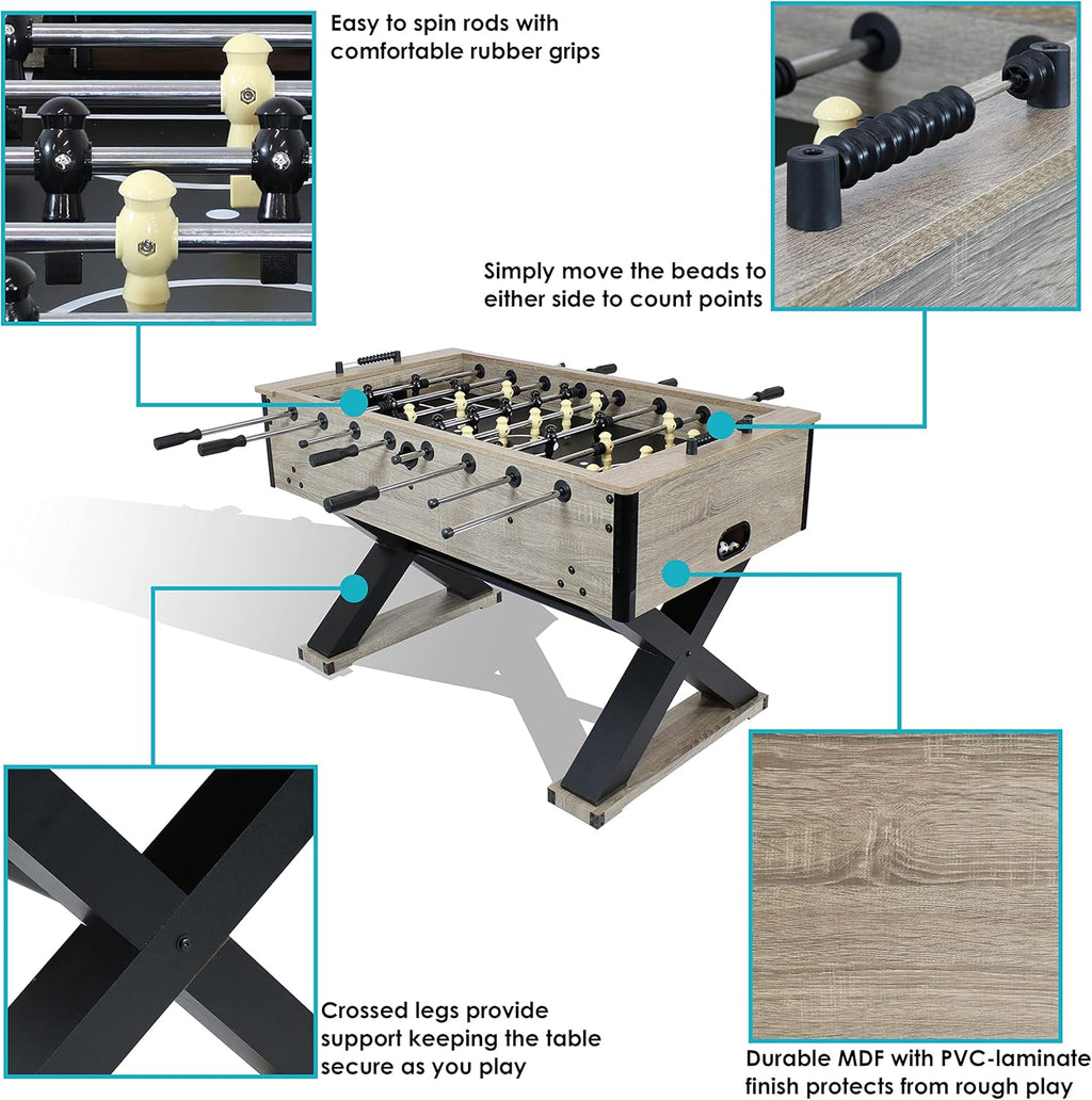 54.5-Inch Indoor Foosball Table with Gray Distressed Wood Look N846